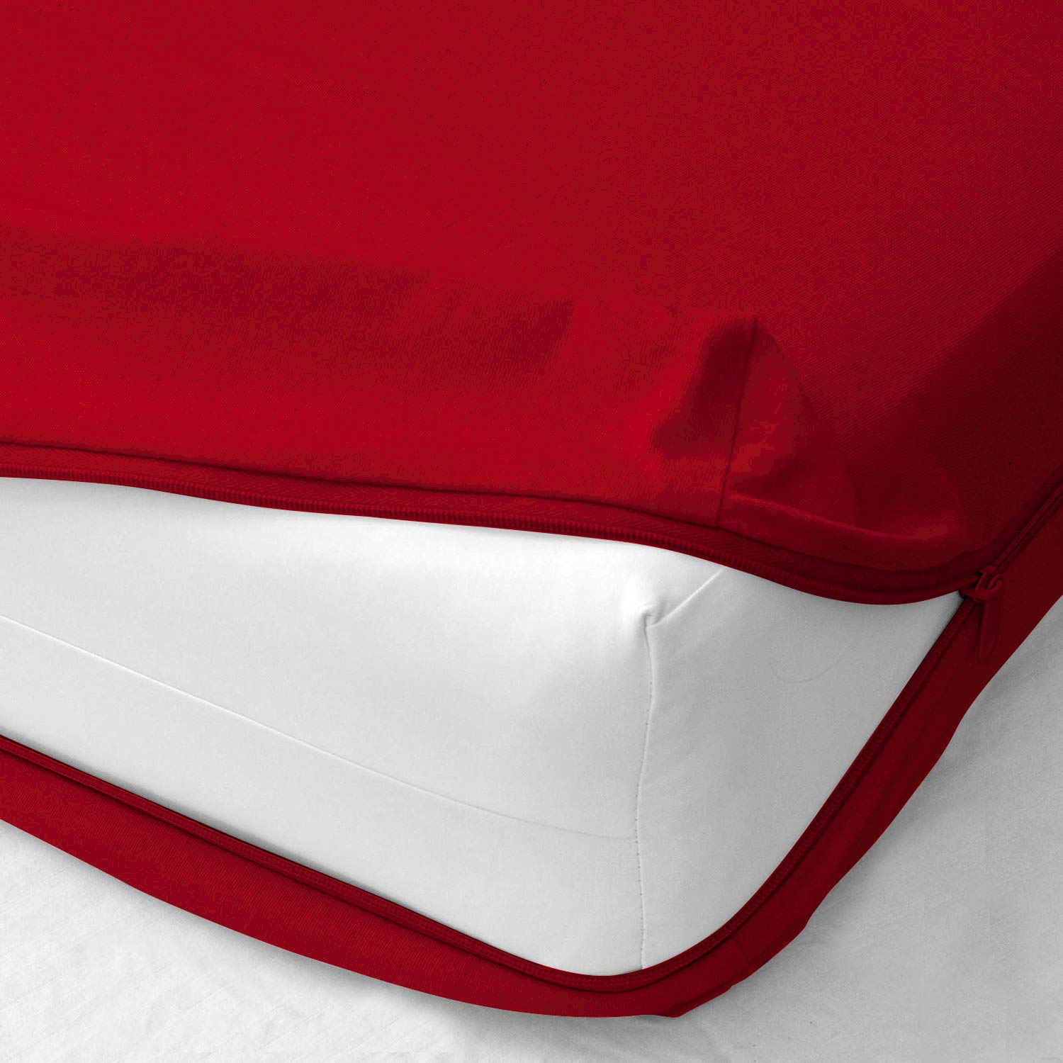 100% Egyptian Cotton Mattress Cover for Full Size Bed - Breathable Zippered Encasement in Red | Perfect for Allergy Protection & Luxury Bedding Upgrade