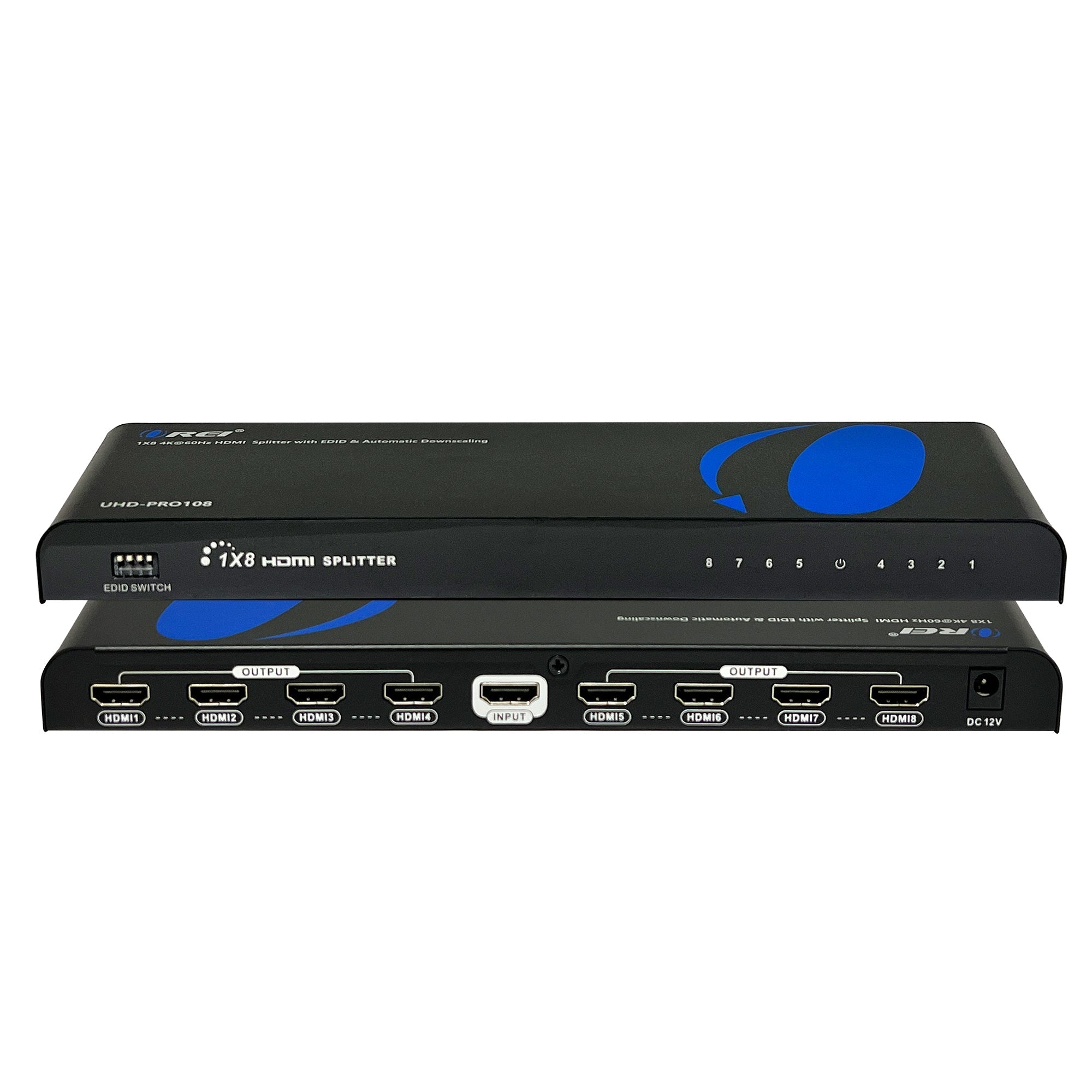 1x8 HDMI Splitter 4K 60Hz 1 Input 8 Outputs - Ultra HD 4K@60Hz, Auto Downscaling, EDID Management - Perfect for Home Theater, Gaming, and Multi-Screen Presentations (UHD PRO108)