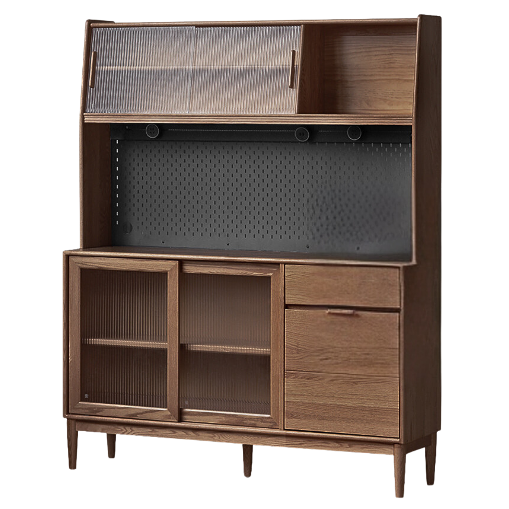 59.1х15.7х75.2 inch / 150х40х191.5 cm/ Walnut color/ sideboard + upper shelf + bull rail upgraded version