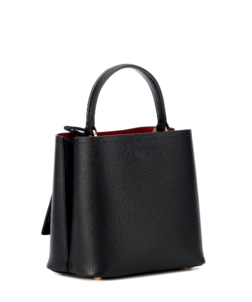 Prada Panier Small Saffiano Leather Handbag in Black & Red - Luxury Crossbody Bag for Women, Perfect for Work, Travel & Evening Events