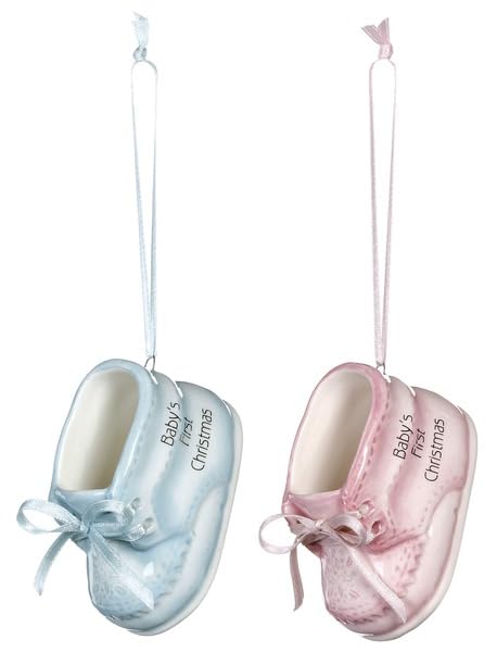 Baby Boy's First Christmas Ornament - Blue Baby Shoe Holiday Tree Decoration | Christmas Gift for Newborns & Parents | Perfect for Xmas Tree Decor, Baby Showers & Keepsake Memory Boxes