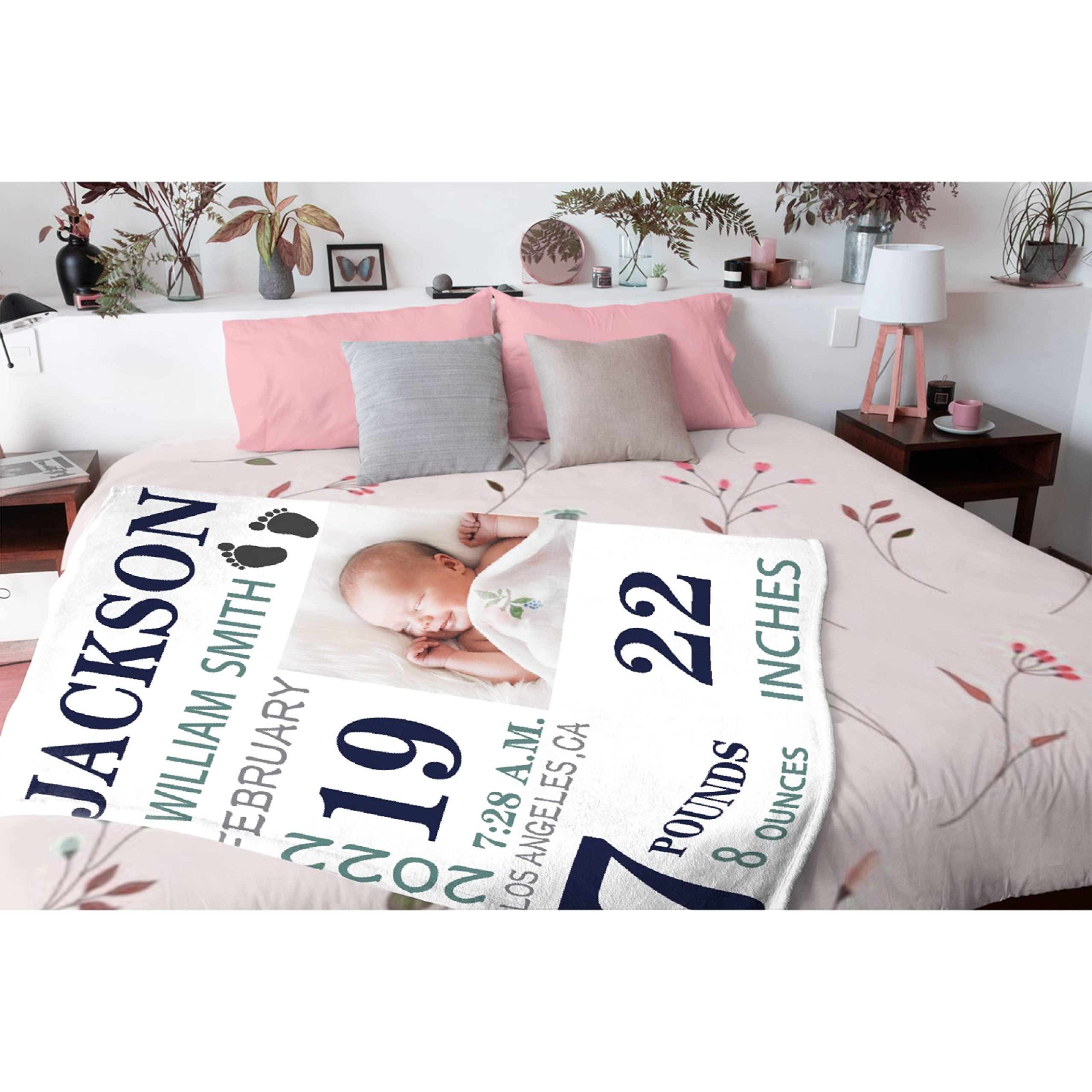 Personalized Baby Blanket with Custom Name, Birth Date & Time - 120