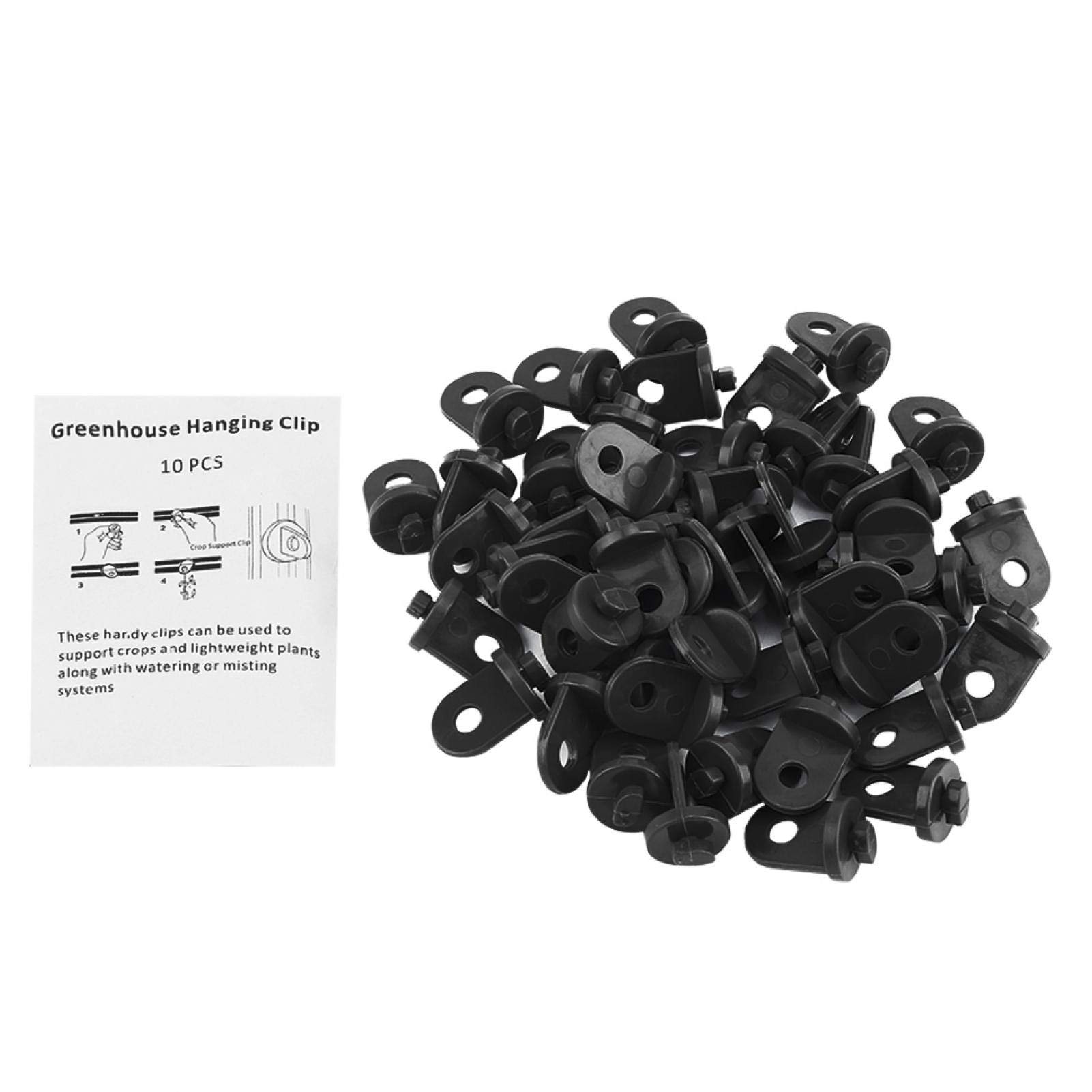 Omabeta 50-Pack Black Plastic Greenhouse Hooks - Heavy Duty Plant Hangers for Flowers, Vines & Climbing Plants | Essential Greenhouse Accessories & Gardening Tools for Indoor/Outdoor Use | Perfect for Home Gardens, Greenhouses & Vertical Planting Systems