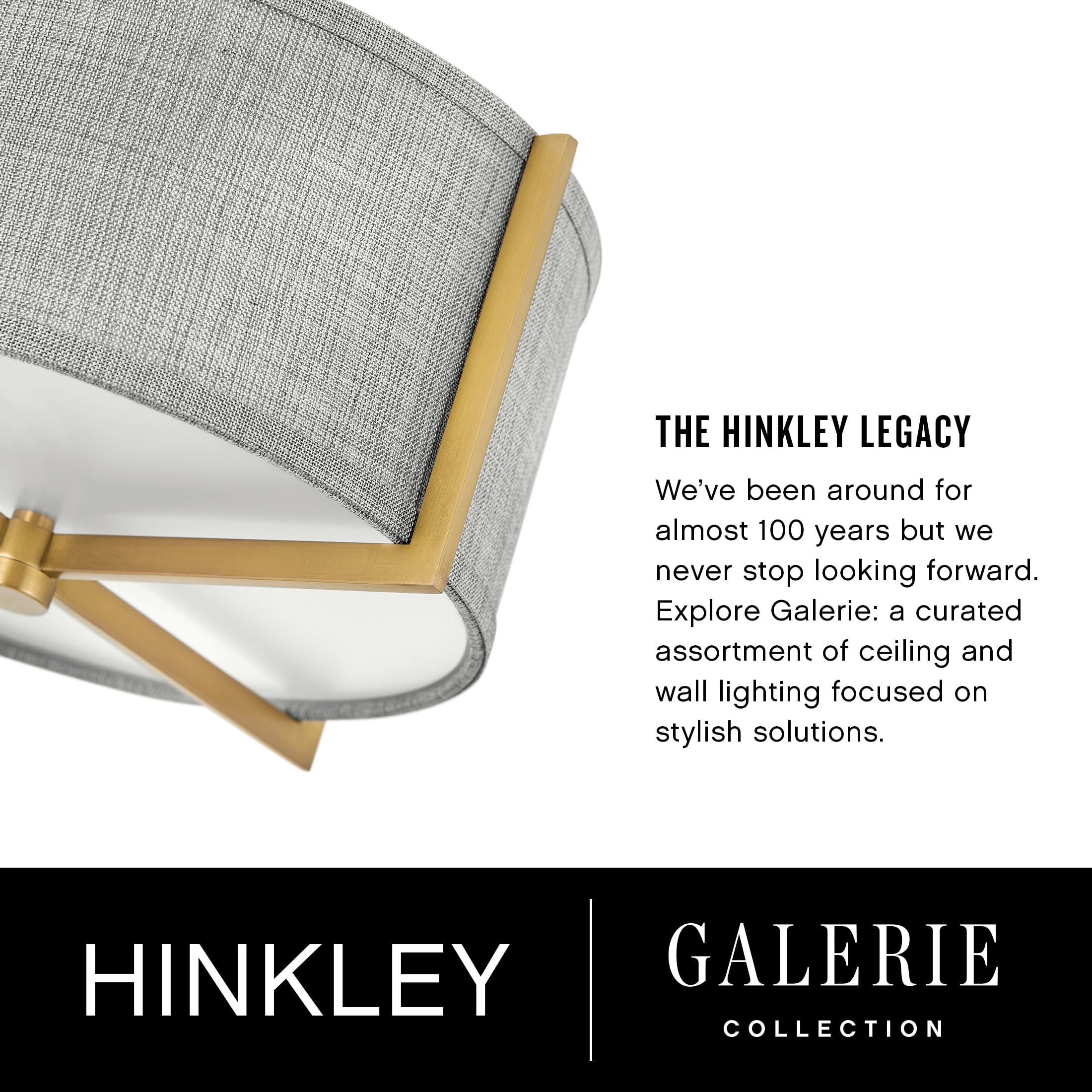 Hinkley Axis Two Light LED Semi-Flush Mount Ceiling Fixture - Galerie Collection with Black Finish & Heathered Gray Slub Shade - Perfect for Bedroom, Living Room, and Hospitality Spaces