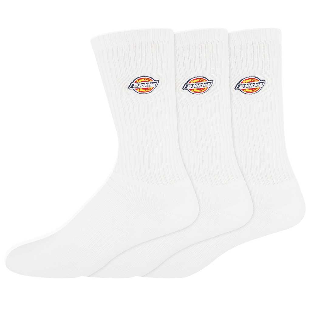 Dickies Icon Embroidered Crew Socks - White | Comfortable Cotton Work Socks for Men & Women | Perfect for Work, Hiking & Everyday Wear