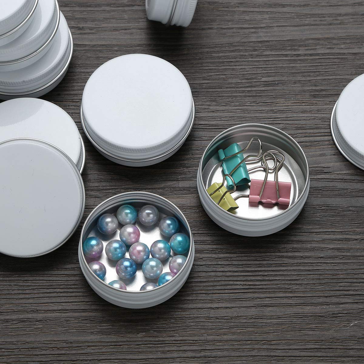 JEATHA 10-Pack 30ml (1oz) Aluminum Screw Top Storage Cans - Airtight Food Containers, Candle Tins & Travel Cosmetic Jars (White) - Perfect for DIY Crafts, Spice Storage & Mini Organizers