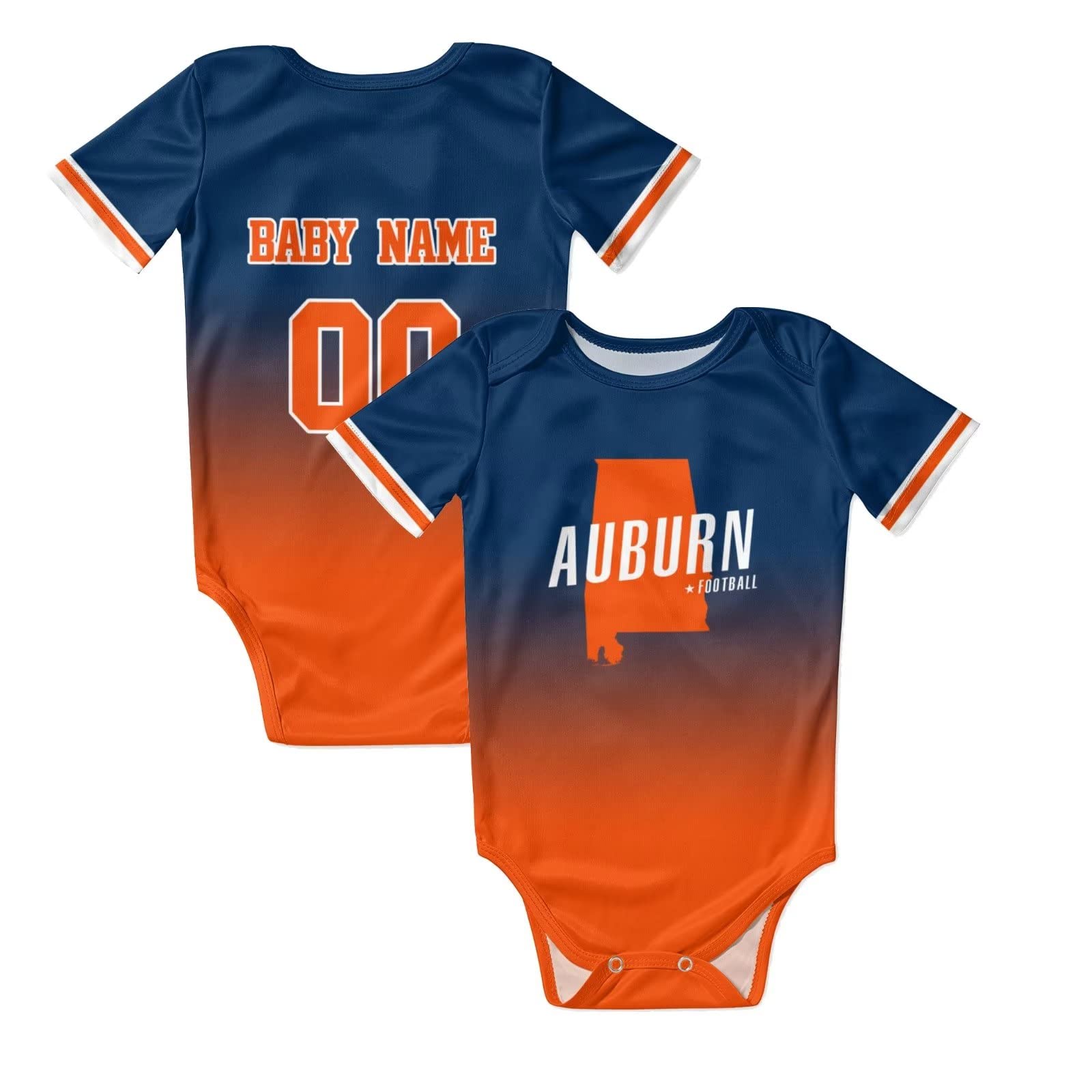 Custom Football Baby Onesie - Personalized Jersey with Name & Number - Gradient Baby Clothes for Boys & Girls - Perfect Fan Gifts for Game Day & Photo Shoots
