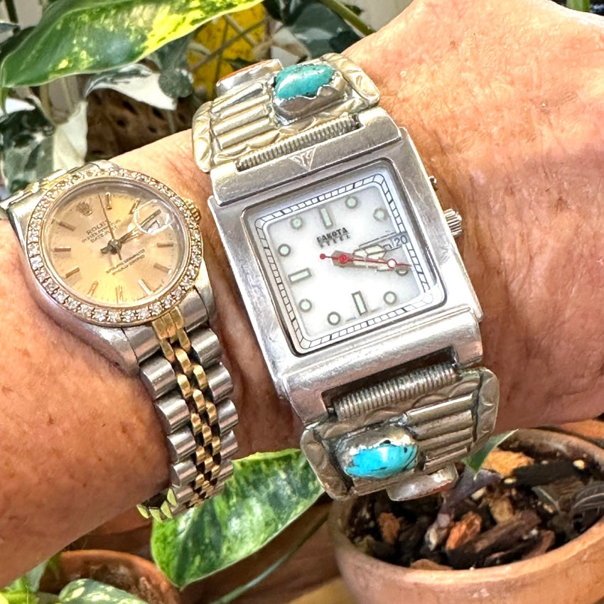 Vintage Alpaca Silver Dakota Style Watch - Handcrafted Mexican Timepiece with Spanish Engraving | Perfect for Boho Fashion, Gift Giving & Cultural Enthusiasts