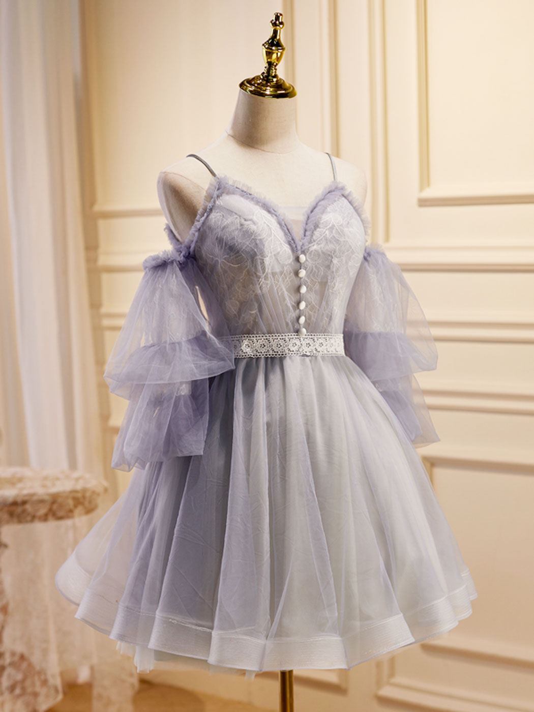 Light Purple A-Line Tulle Lace Short Prom Dress & Homecoming Dress for Teens - Elegant Party Gown for School Dances, Formal Events & Special Occasions