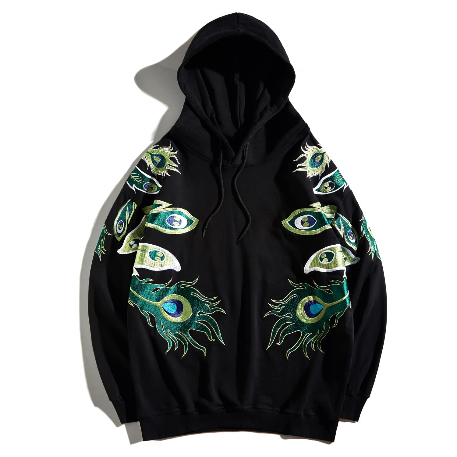 MFCT Men's Peafowl Embroidery Hoodie - Stylish Casual Pullover Sweatshirt for Streetwear & Outdoor Activities