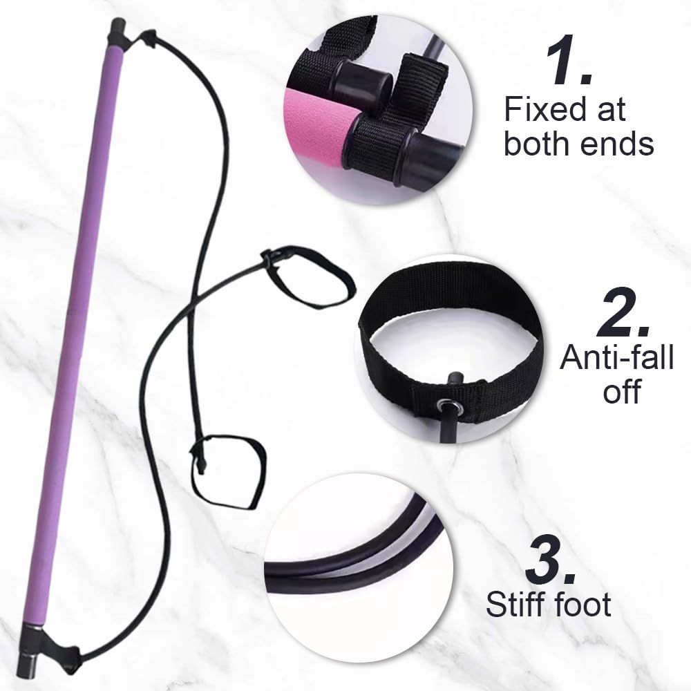 2024 Portable Pilates Bar Kit with Resistance Bands - Multifunctional Stretch Fusion Exercise Equipment for Home & Gym Workout - Perfect for Pilates, Yoga, Strength Training and Full Body Toning