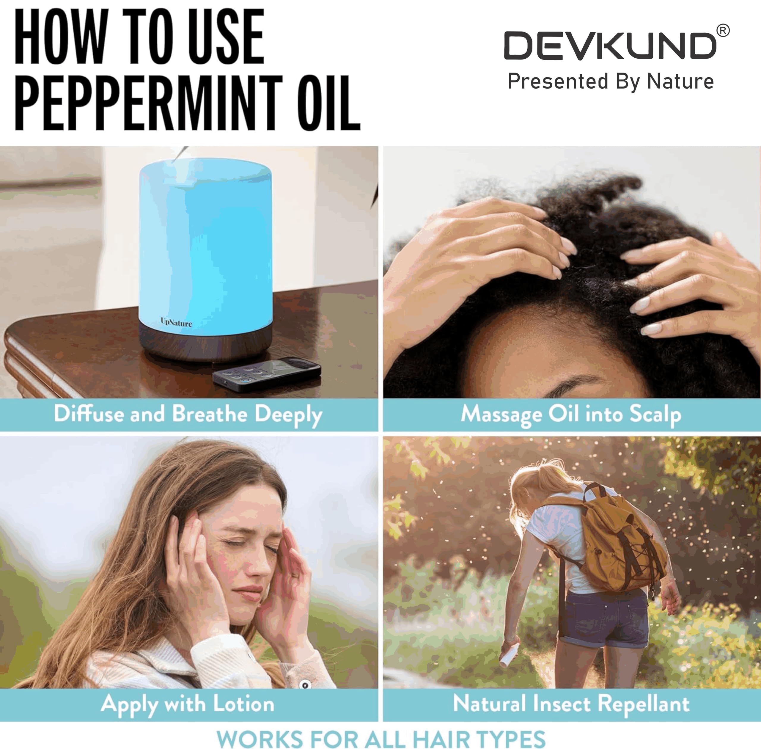 **Devkund Peppermint Essential Oil – 100% Pure, Natural & Organic for Skin, Hair & Scalp Care | Cooling & Refreshing Aromatherapy Oil for Face & Body | 15ml | Perfect for Relaxation, Massage & DIY Beauty**