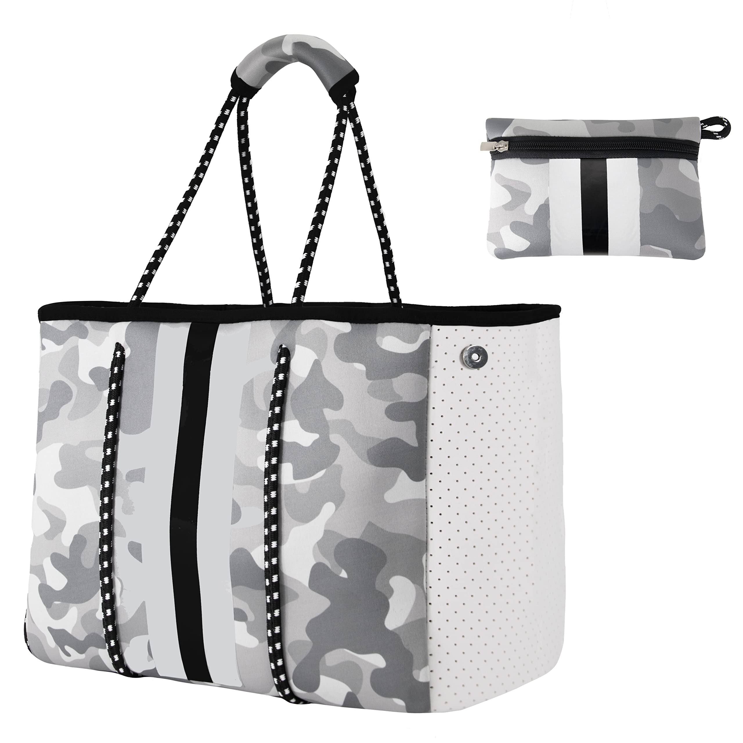 Waterproof Neoprene Tote Bag for Beach & Travel - Summer Shoulder Bag for Women & Men - Pool & Gym Essential