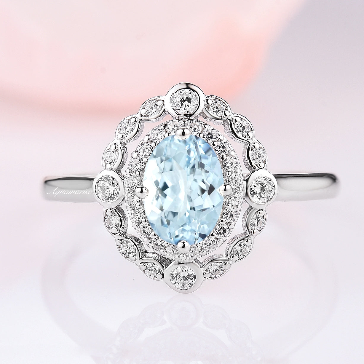 Valentine's Day Aquamarine Birthstone Ring - Sterling Silver Jewelry for Women - Perfect Gift for Anniversary, Engagement & Special Occasions