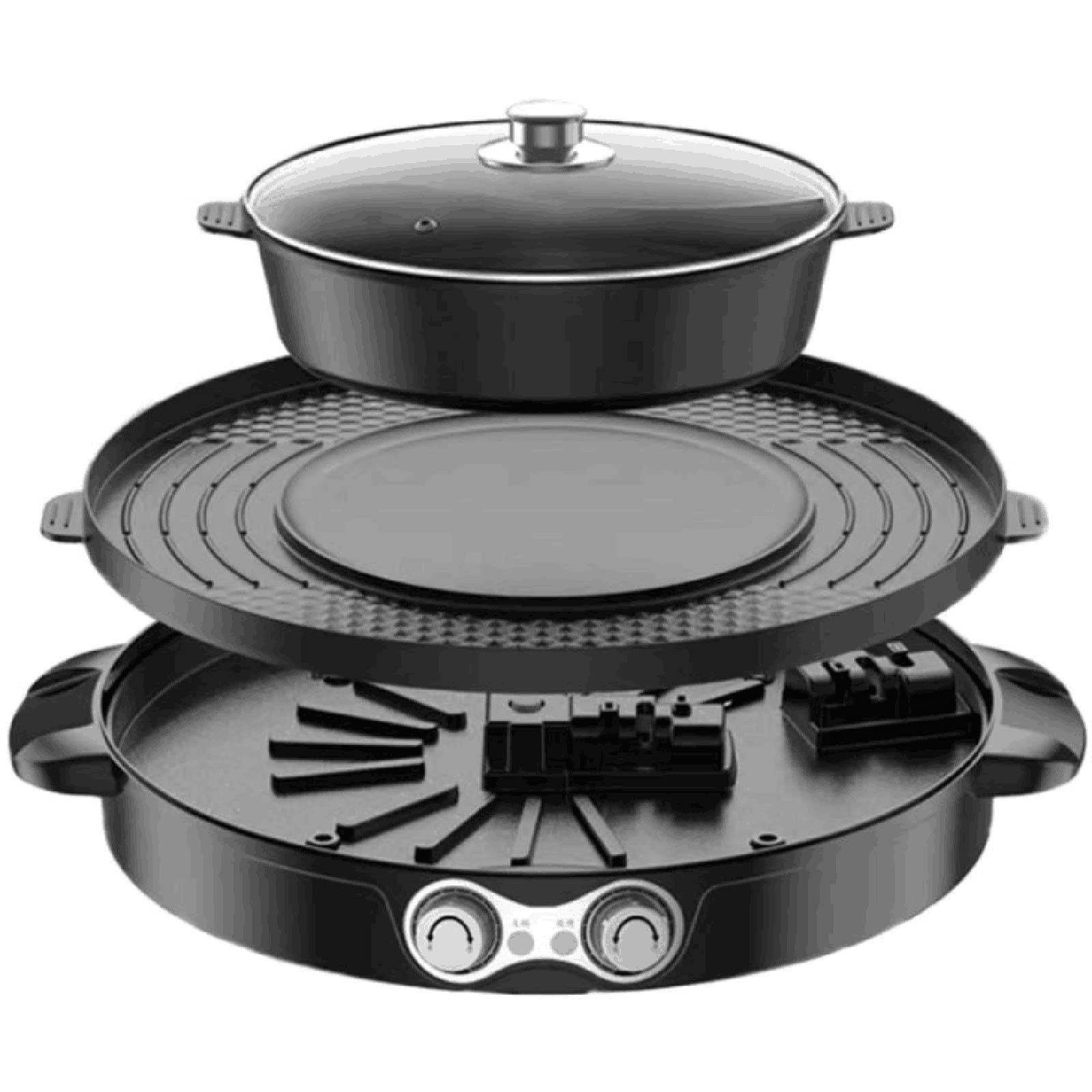 TFCFL Electric Hot Pot & BBQ Grill - 2-in-1 Double Separation Smokeless Grill Pan with Ceramic Coating, 110V for Indoor Cooking | Perfect for Family Gatherings, Parties & Home Dining
