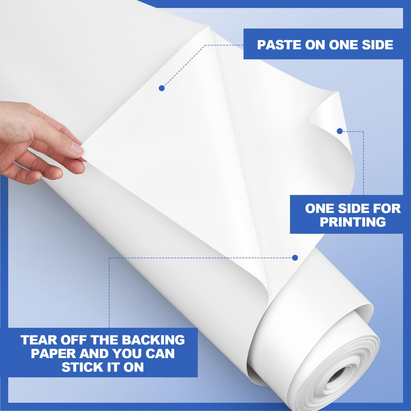 Ireer Glossy White Permanent Vinyl Roll 24in x 100ft - Printable Adhesive Vinyl for Inkjet Printers - Peel and Stick Sticker Paper for Office, School, DIY, Factory & Enterprise Use - 10 Mil Thick - Perfect for Signage, Labels, Decals & Craft Projects