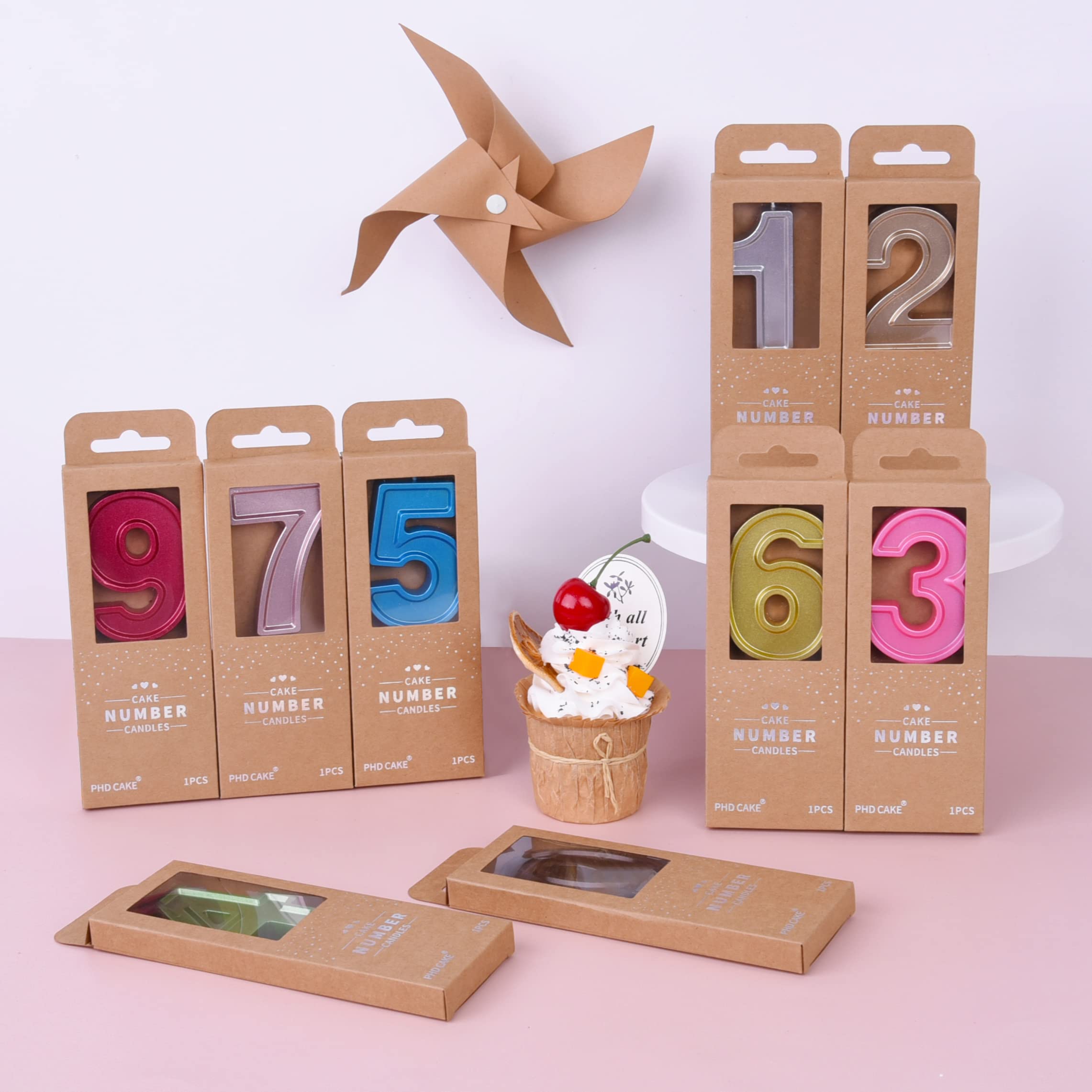 PHD CAKE 2.76 Inch Luxe Red Number 0 Birthday Candles - Premium Red Number Cake Candles for Birthday Parties, Anniversaries & Celebrations - Perfect for Cakes, Cupcakes & Desserts