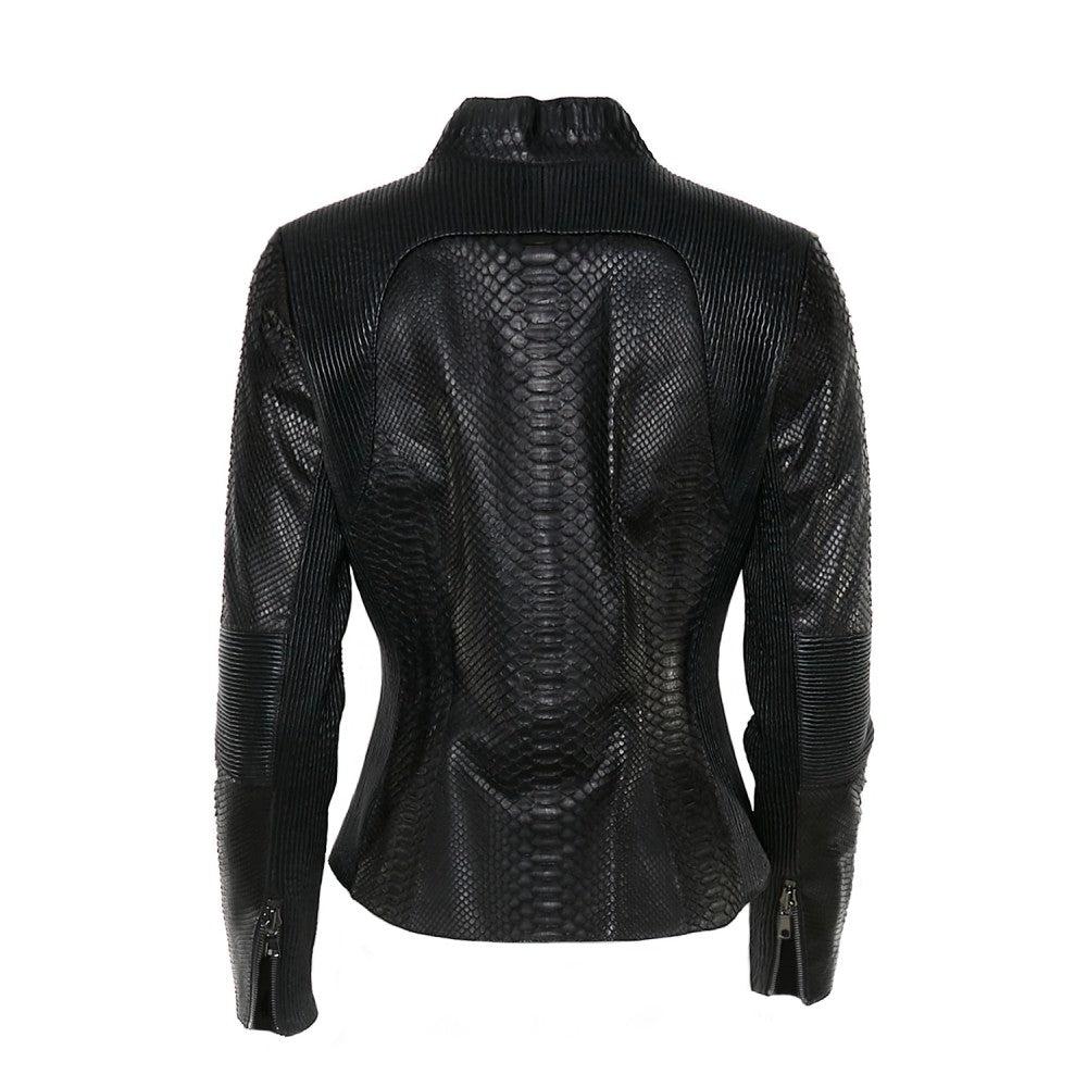 VICPP Women's Black Casual Fashion Python Jacket - Stylish Outerwear for Everyday Wear, Office, and Night Out