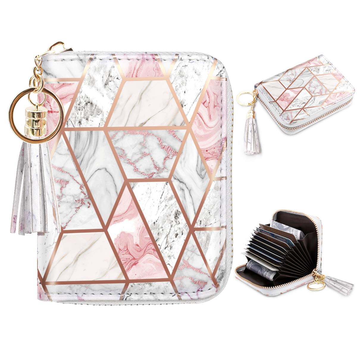 RFID Blocking Glitter Credit Card Holder for Women - Small Slim Wallet with Card Slots - Perfect for Travel, Shopping & Everyday Use