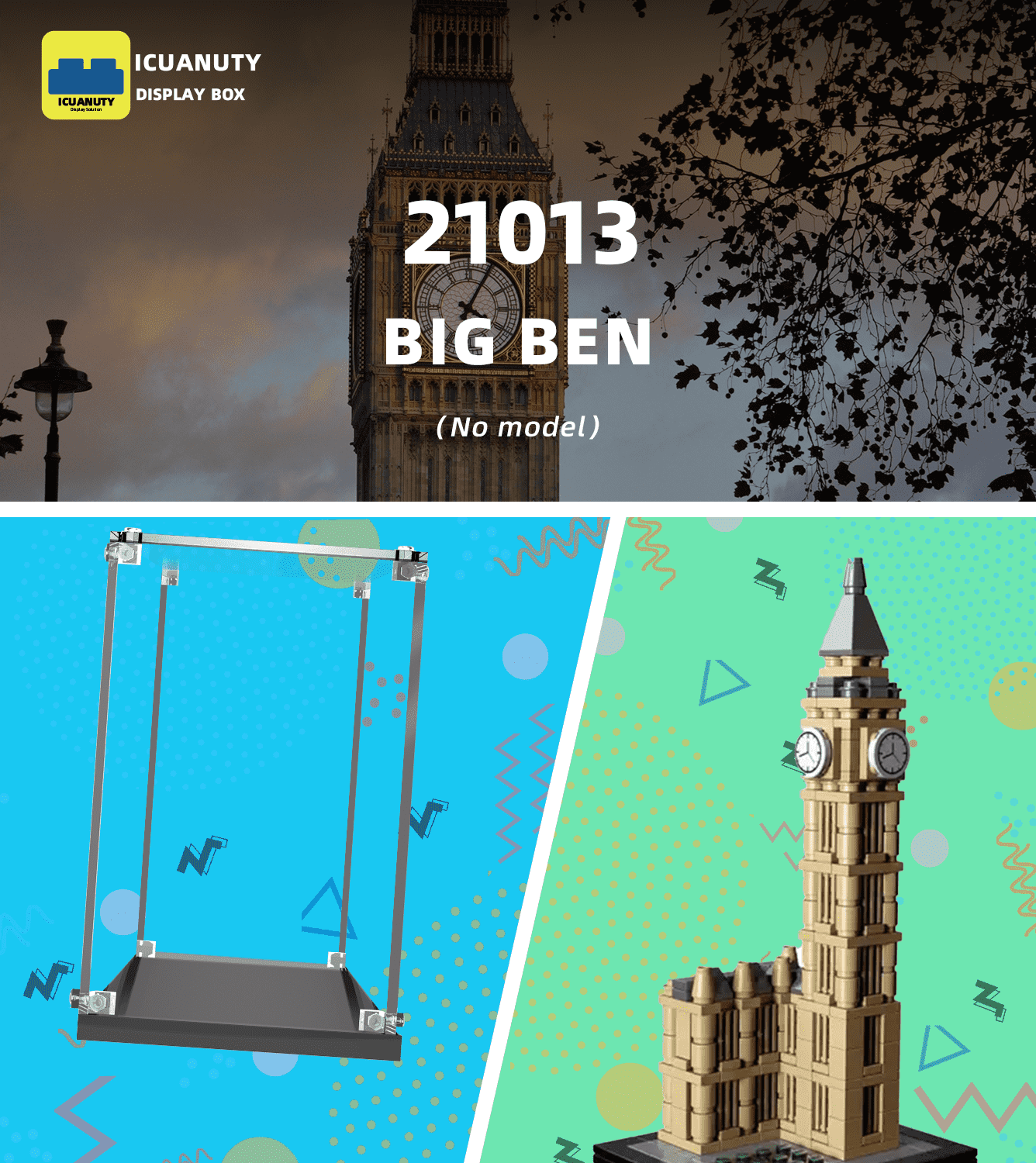LEGO Architecture Big Ben 21013 Display Case - Clear Acrylic Protection for Collectible Building Sets - Perfect for Showcasing & Dust Protection in Home or Office Decor