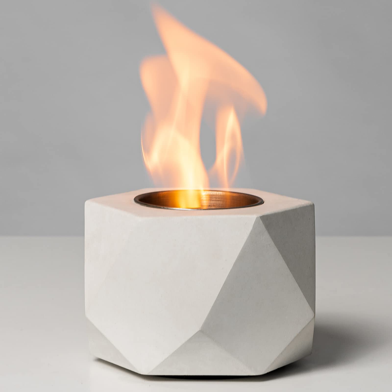 Outdoor Concrete Tabletop Fire Pit Bowl - Portable Indoor/Outdoor Fireplace Decor with Extinguisher, Perfect for Patio, Balcony, Backyard & Camping - Smores Maker & Alcohol Burner for Cozy Gatherings