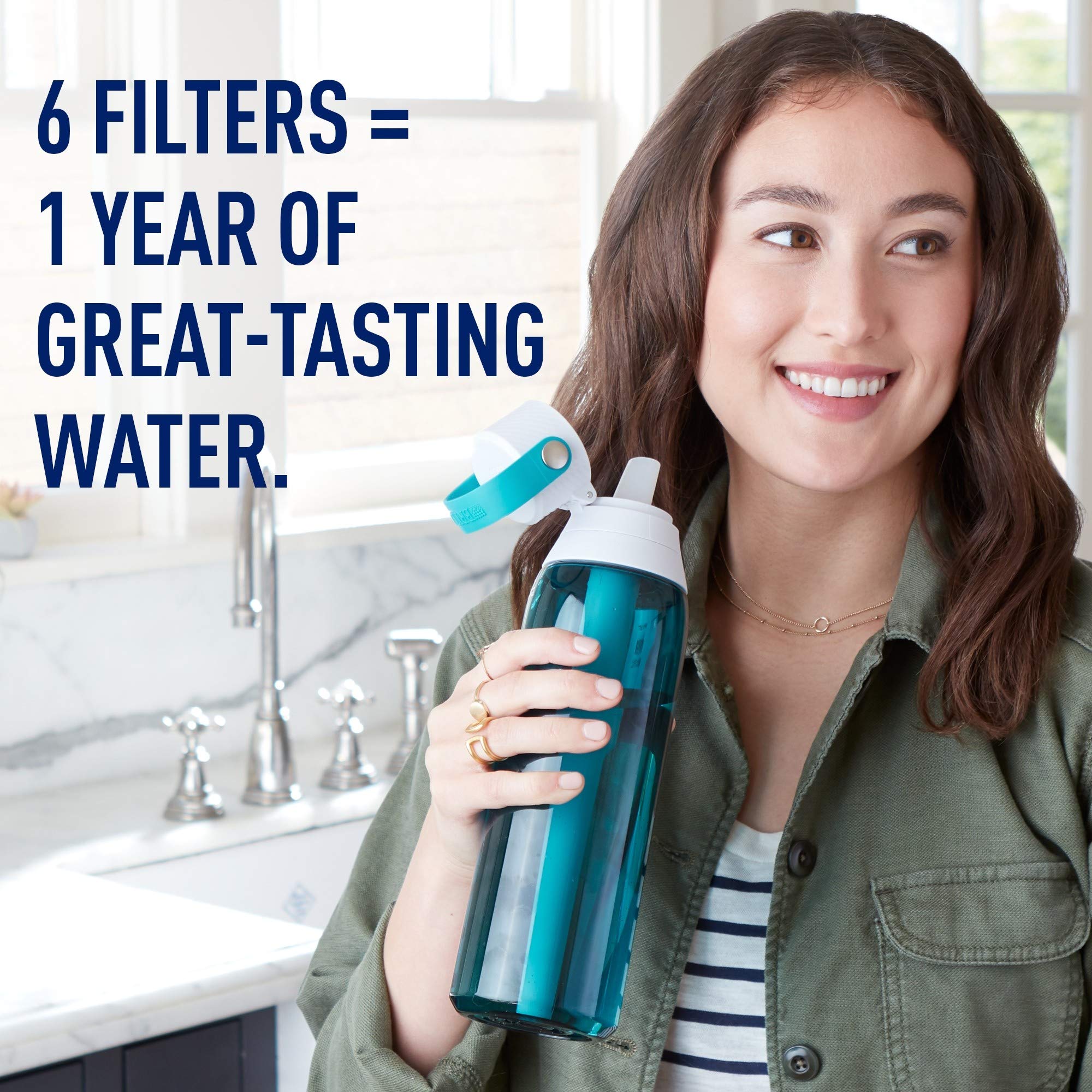 Brita 32oz Insulated Filtered Water Bottle with Straw & 6 Replacement Filters – Perfect for Hiking, Gym, and Everyday Hydration
