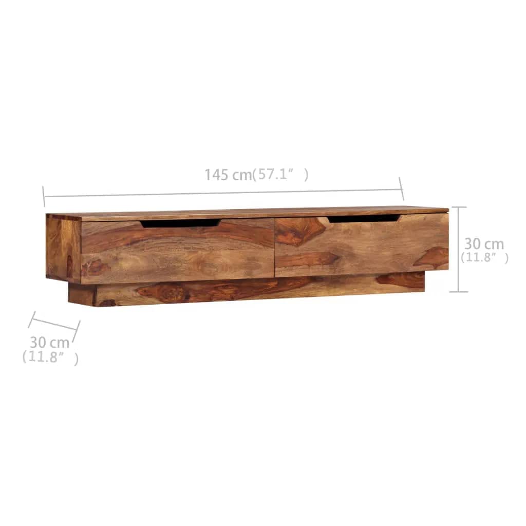 Solid Sheesham Wood TV Stand with 2 Drawers - 57.1