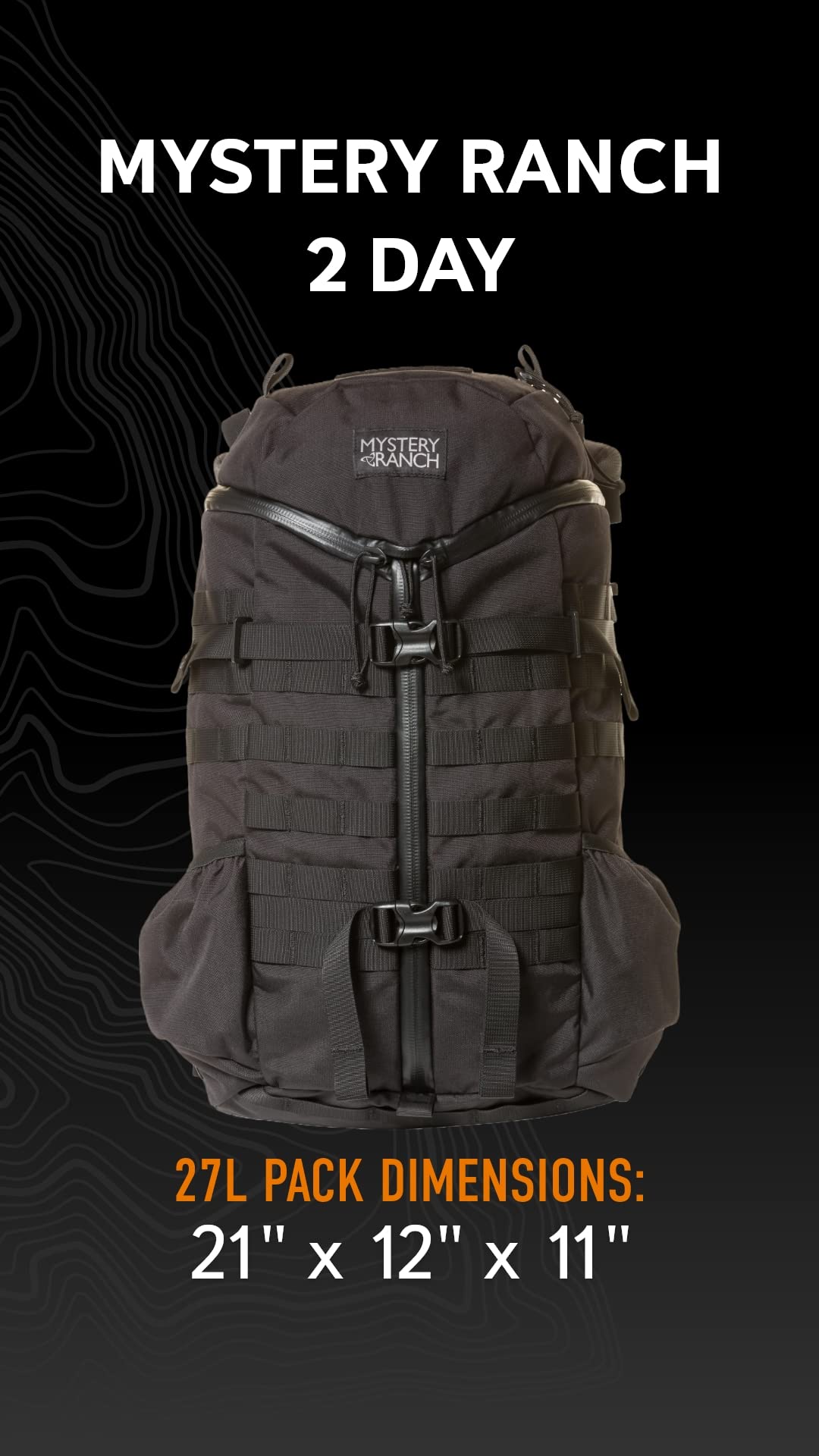 Mystery Ranch 2 Day Assault Pack - Tactical Military Backpack with MOLLE Webbing for Hiking, Camping & Outdoor Adventures (Black, Small/Medium) - Perfect for Day Trips, Travel & Tactical Gear Organization
