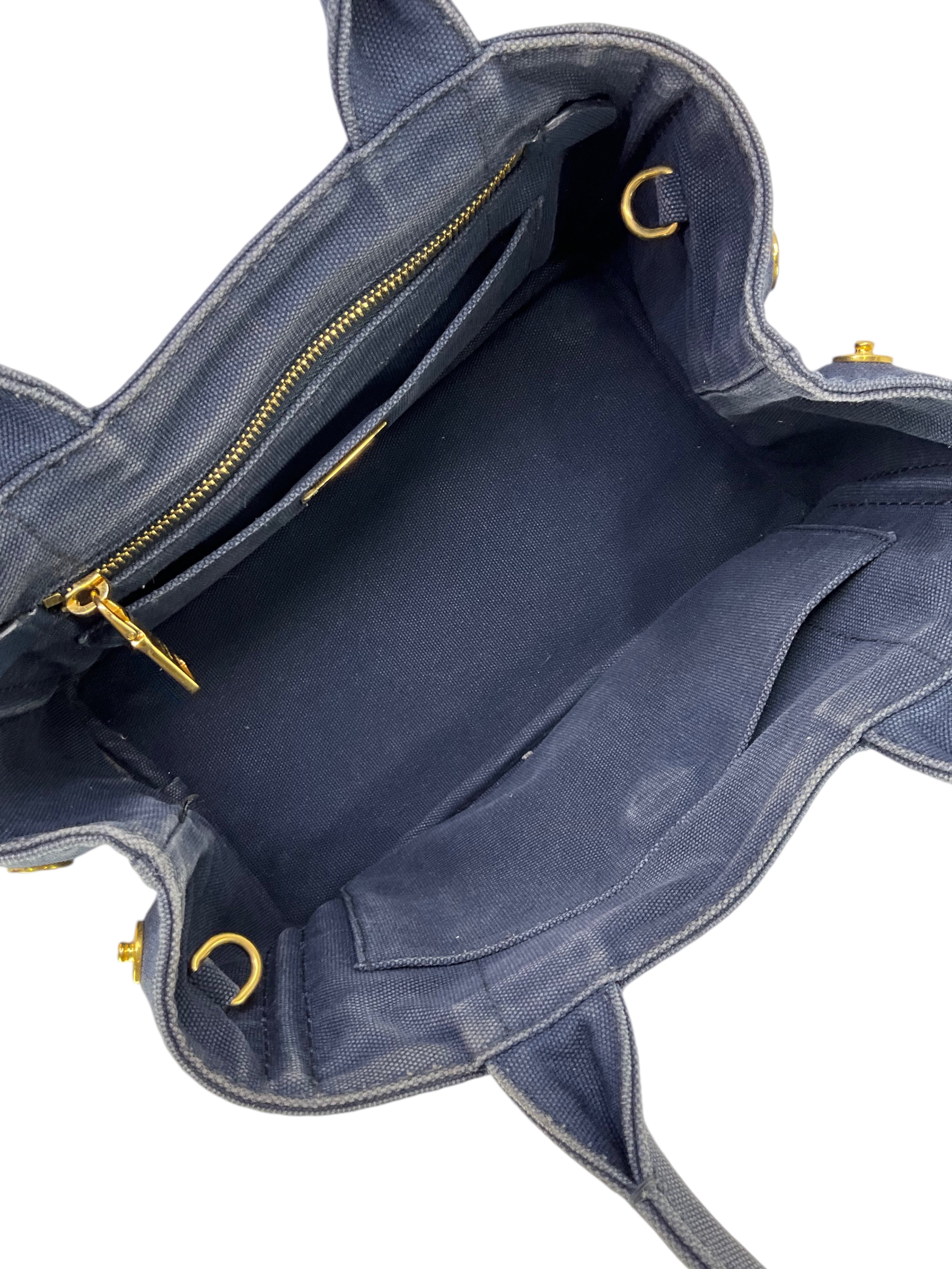 PRADA Canapa Convertible Canvas Small Tote Bag - Luxury Designer Handbag for Women | Perfect for Work, Travel & Everyday Use