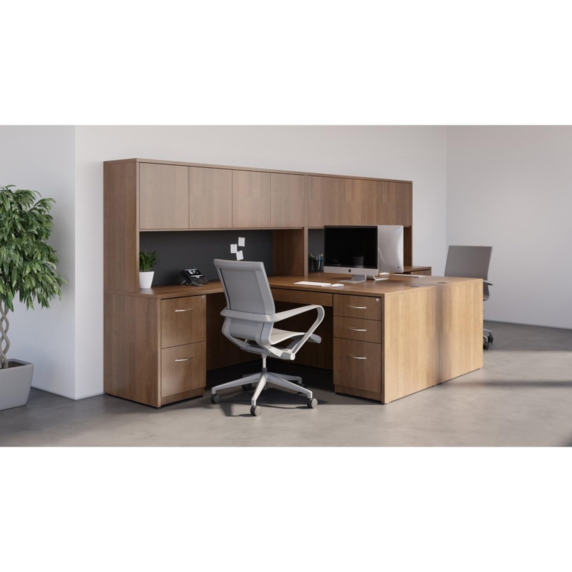 Lorell Essentials Series Walnut Credenza Shell - Stylish Home Office Storage Cabinet with Wood Finish for Files, Books & Office Supplies | Perfect for Living Room, Study or Workspace Organization