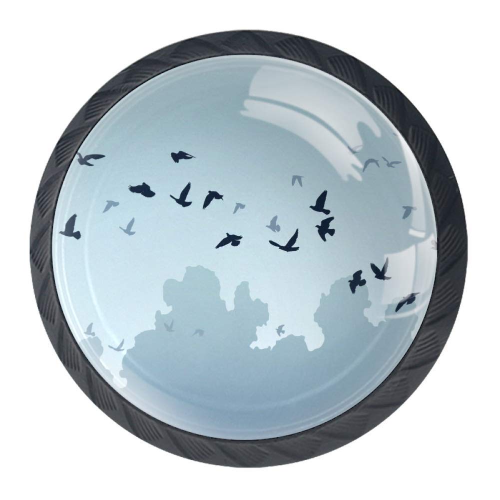 4 Pack Unique Flying Birds Flock Cabinet Knobs - Elegant Drawer & Door Pull Handles for Kitchen, Bathroom, Dresser - Perfect for Home Decor & DIY Furniture Upgrade