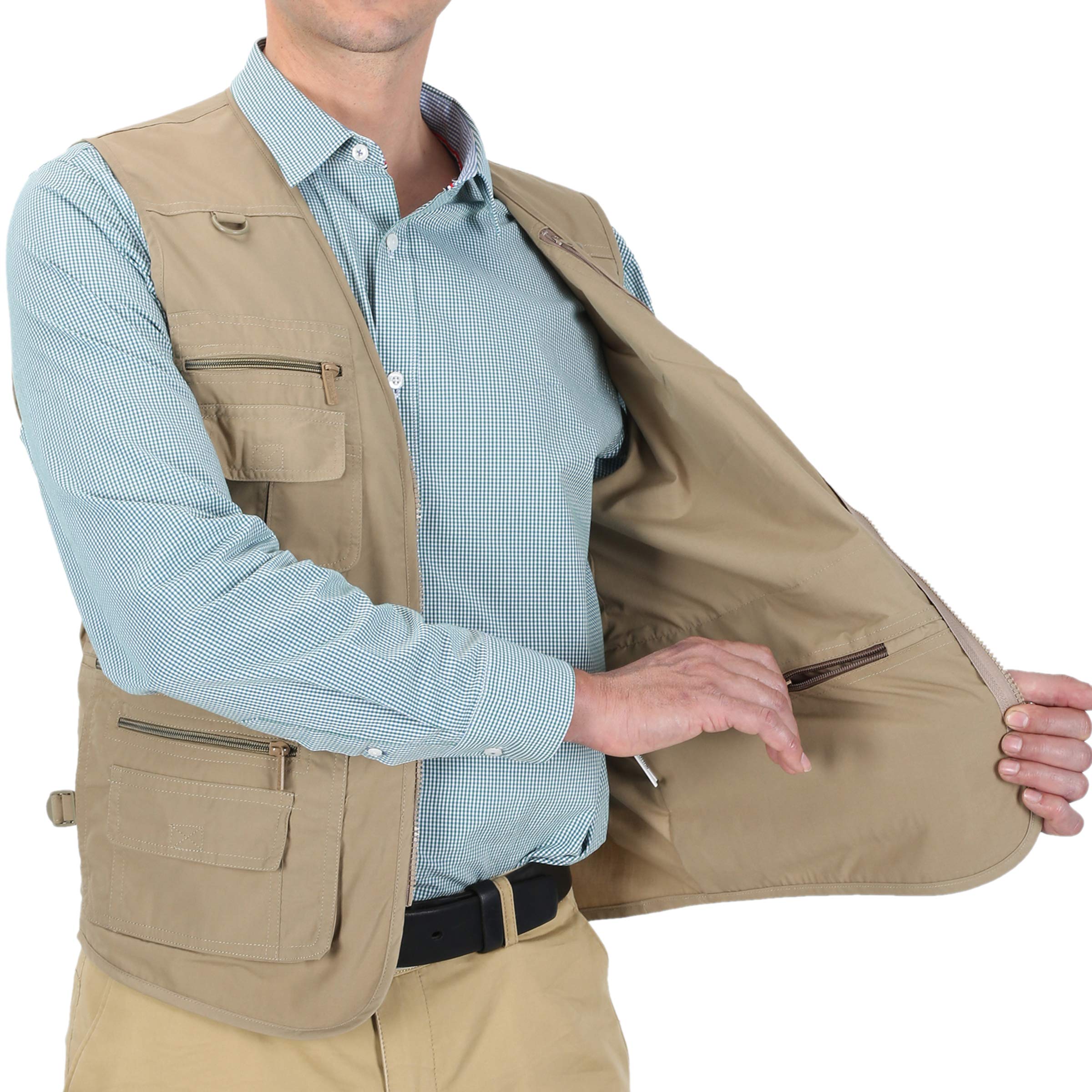 Men's Lightweight Poplin Fishing Vest with Multiple Pockets - Outdoor Travel, Sports & Work Utility Vest for Hiking, Camping and Fishing Adventures
