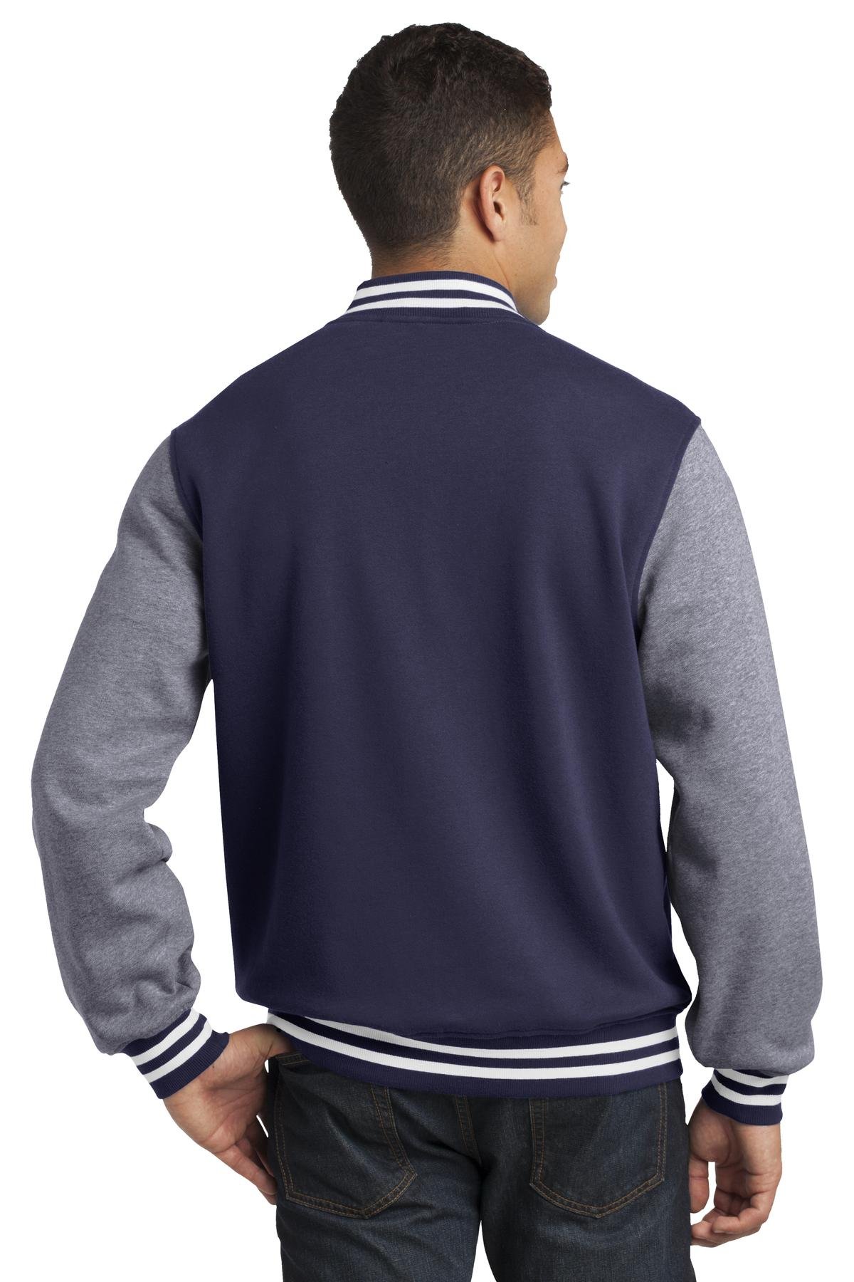 Sport Tek Men's Fleece Letterman Jacket - Warm & Stylish Varsity Jacket for Men | Perfect for Casual Wear, Outdoor Activities & Sports Events