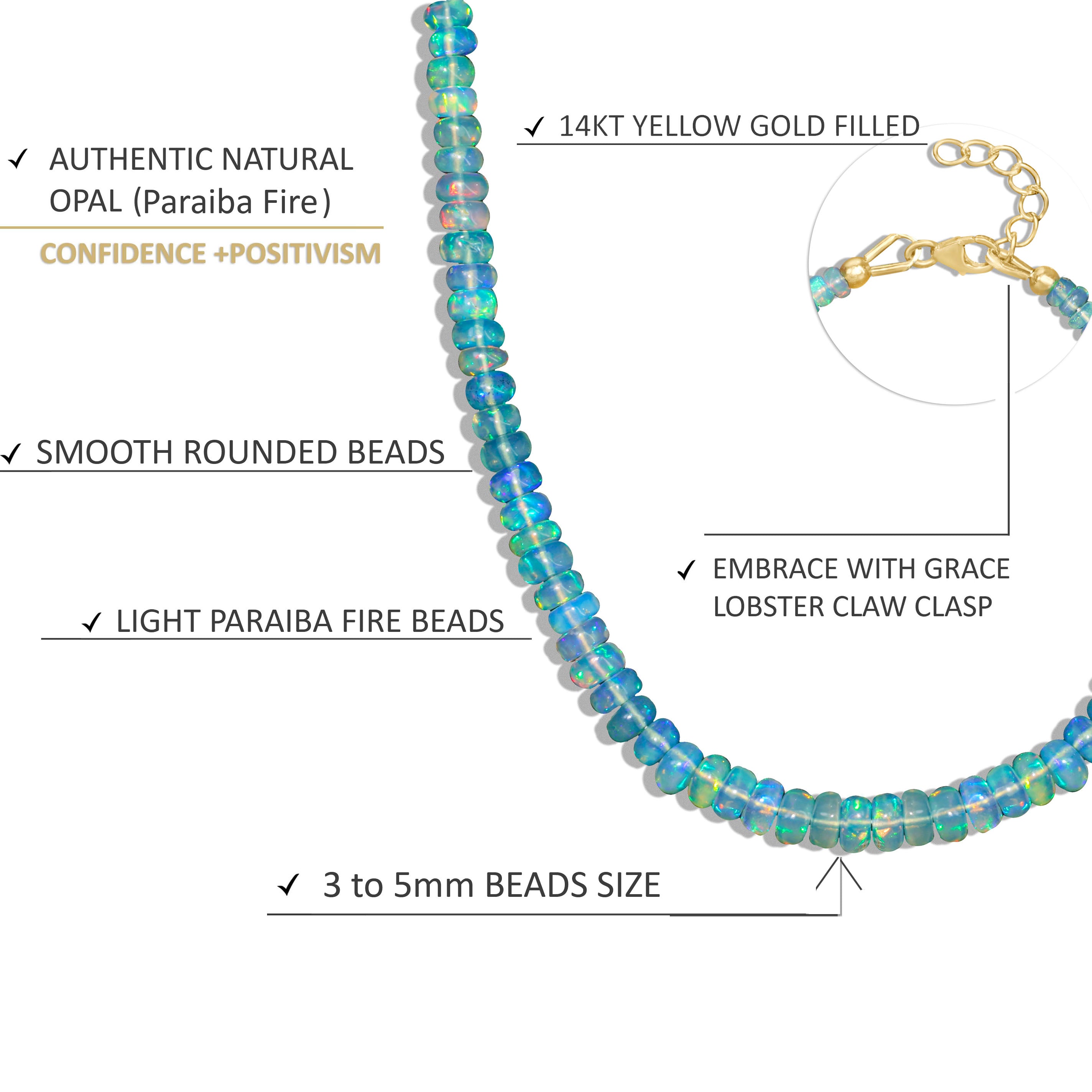 Natural Paraiba Opal Beaded Necklace for Women | Elegant Jewelry Gift for Her | Perfect for Weddings, Parties & Special Occasions