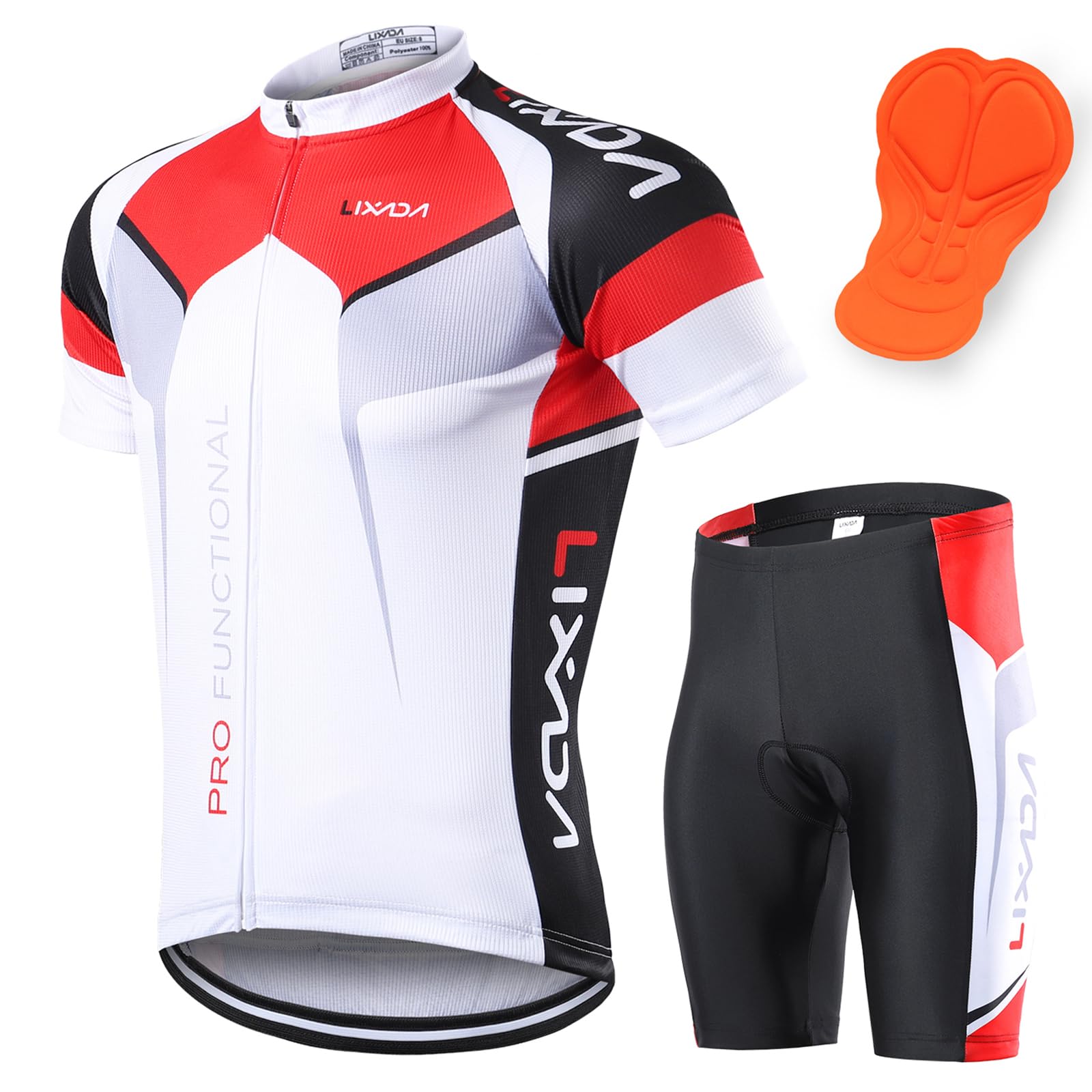 Lixada Men's Cycling Jersey & Padded Shorts Set - Quick-Dry Breathable Bike Clothing for Summer Riding | Road & Mountain Biking Gear