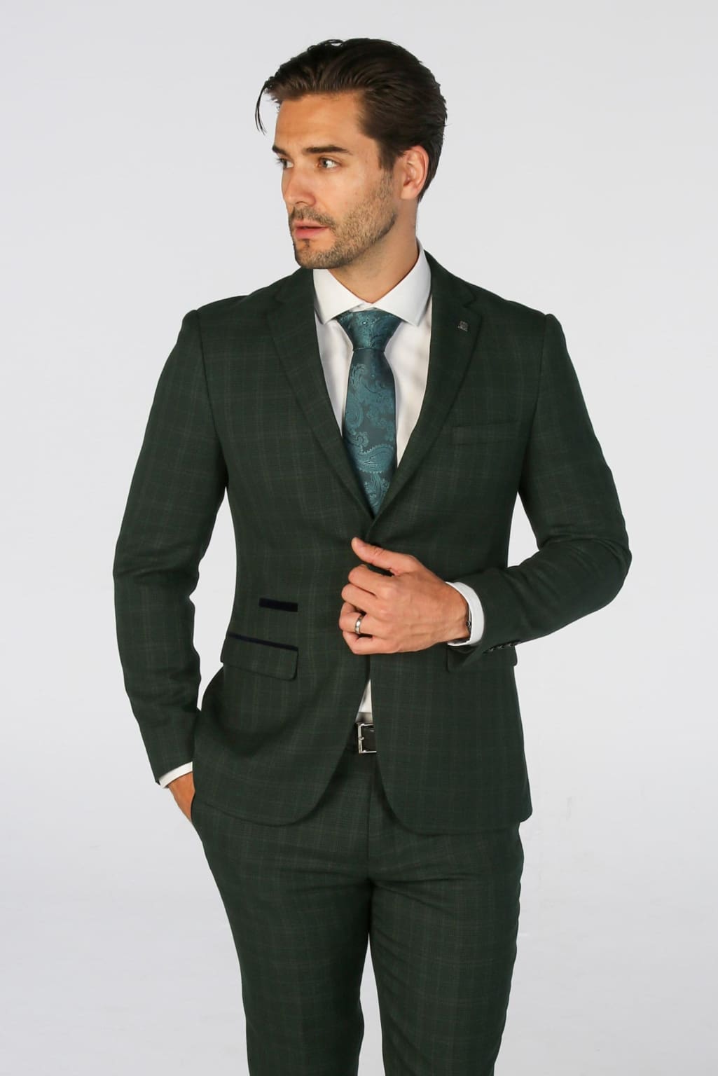 Leo Green Men's Two Piece Suit - Premium Slim Fit Business Suit for Wedding & Formal Events - Office Wear & Special Occasions