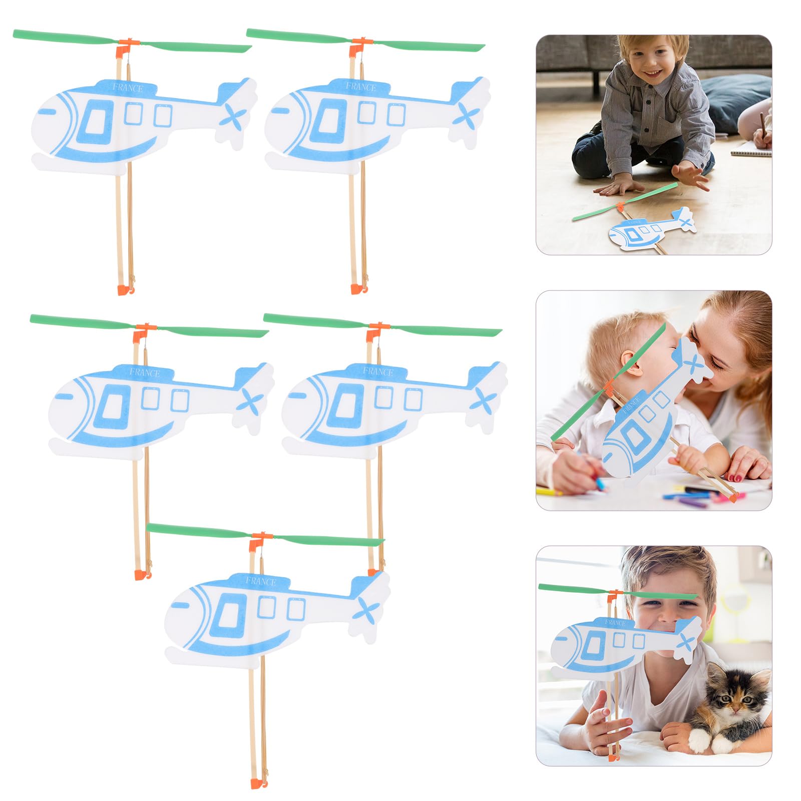 5pcs Rubber Band Powered Helicopter Toys - Outdoor Flying Glider Airplane for Kids, Fun STEM Aircraft Toy Set for Boys & Girls - Perfect for Backyard Play, Birthday Gifts, and Outdoor Activities