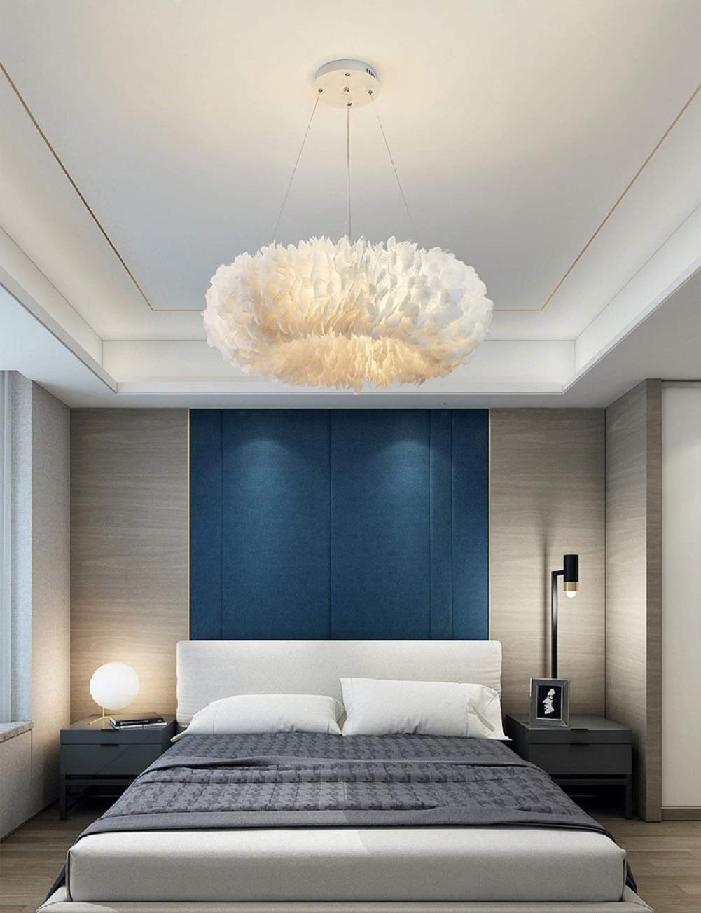 Nordic Feather Chandelier - 8-Light Modern Ceiling Pendant Light Fixture, 23.5