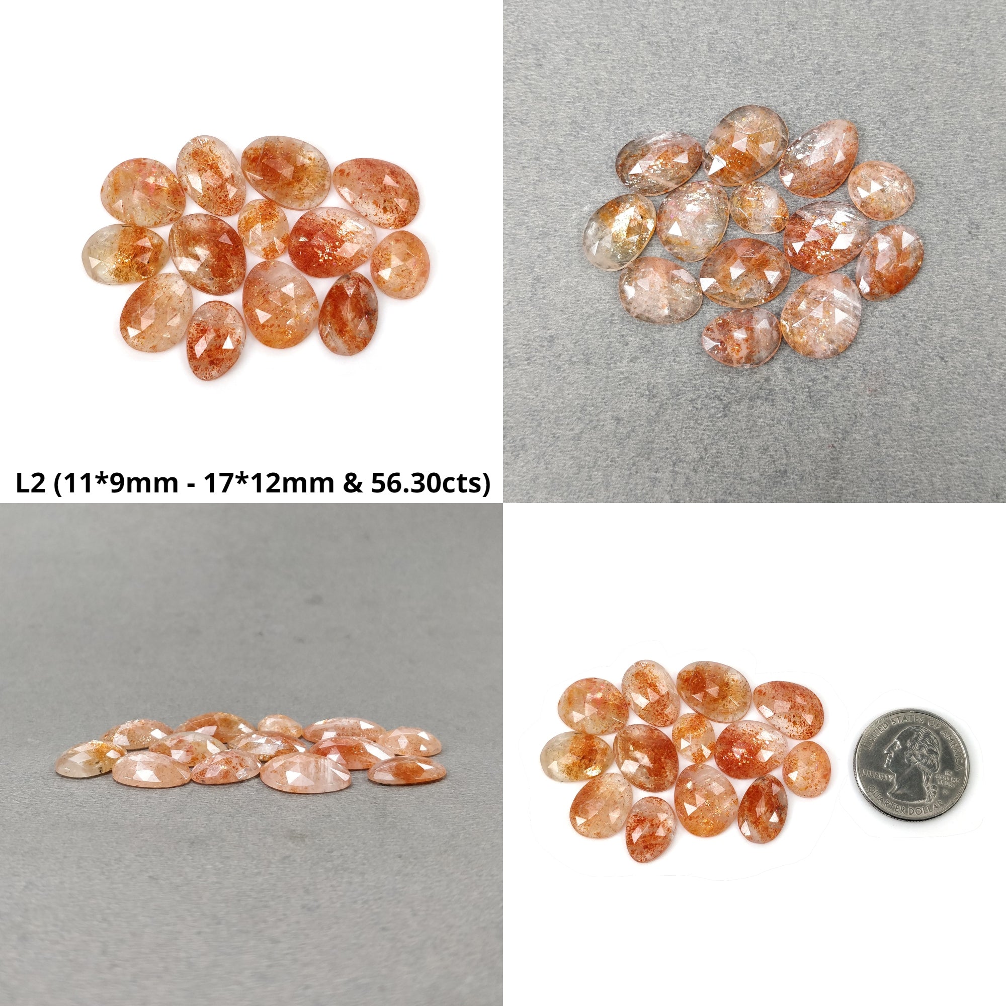 Natural Untreated Chatoyant Orange Sunstone Gemstone - Rose Cut, Unique Uneven Shape for Jewelry Making & Healing Crystals | Perfect for Necklaces, Rings & Spiritual Energy Work