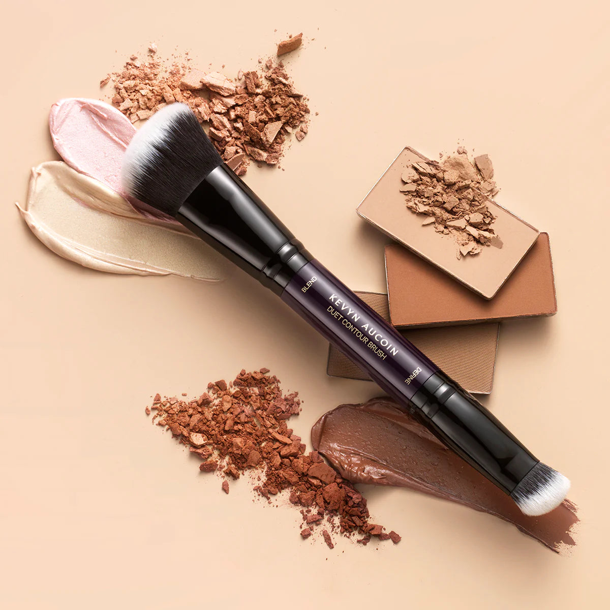 Duet Contour Brush - Professional Dual-Ended Makeup Brush for Blending & Highlighting - Perfect for Foundation, Concealer & Contouring - Ideal for Home & Travel Makeup Kits