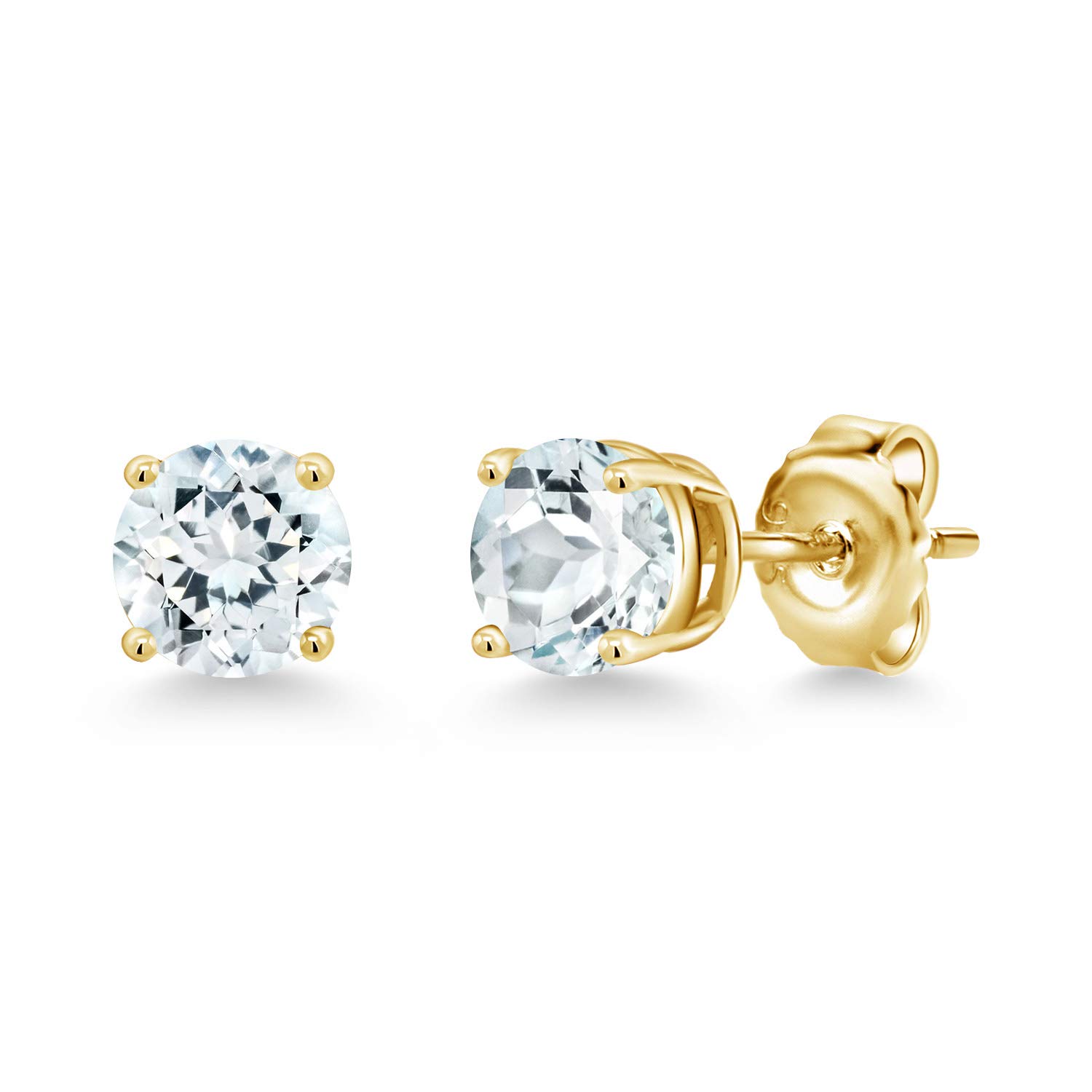 Gem Stone King 18K Yellow Gold Plated Sterling Silver 6MM Round Birthstone Stud Earrings for Women & Men | Perfect Gift for Anniversary, Birthday & Special Occasions