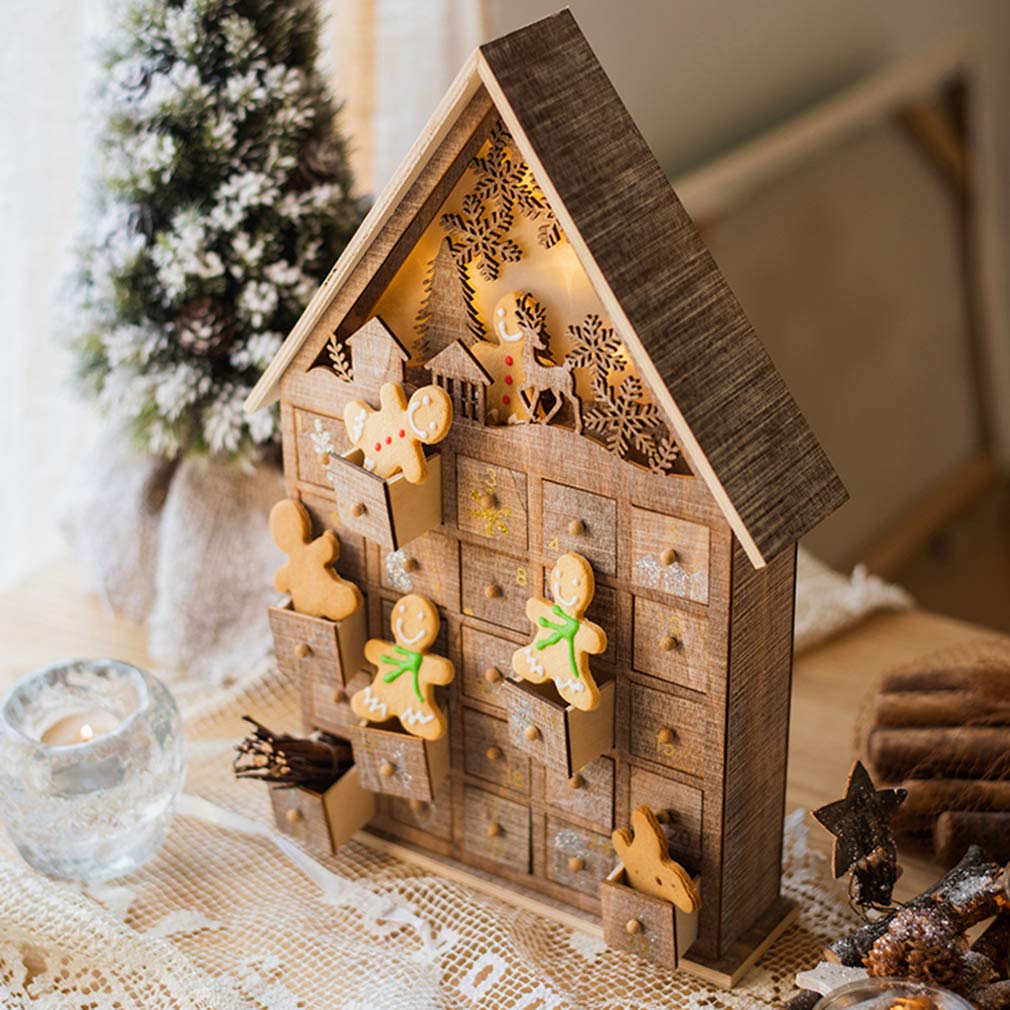 24-Day Christmas Wooden Advent Calendar with Drawers - Holiday Countdown Decor, Candy Storage Box & Festive Gift for Kids | Perfect for Home Decor, Classroom Activities & Christmas Eve Traditions