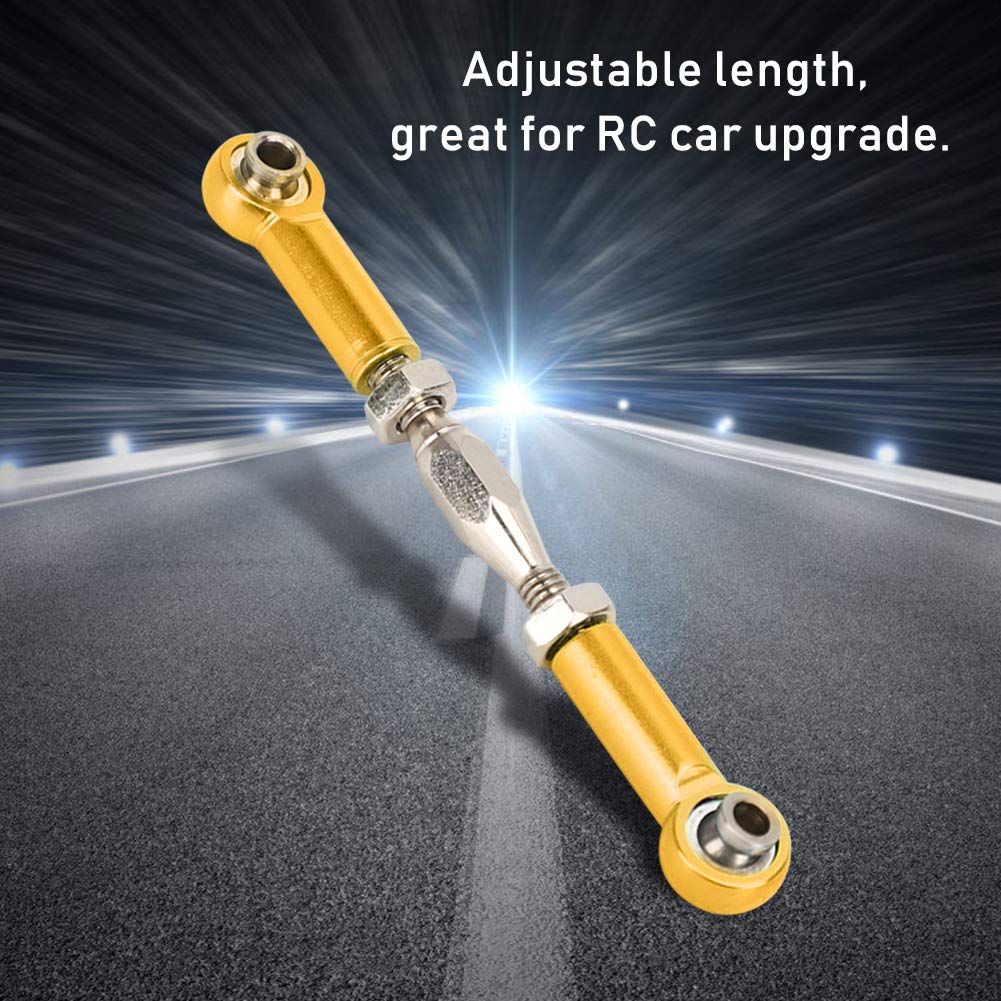 Dilwe 6Pcs Aluminum Alloy Adjustable RC Car Push Rods for 1/10 Scale Truggy & Buggy (Gold) - Perfect for RC Car Upgrades and Off-Road Racing