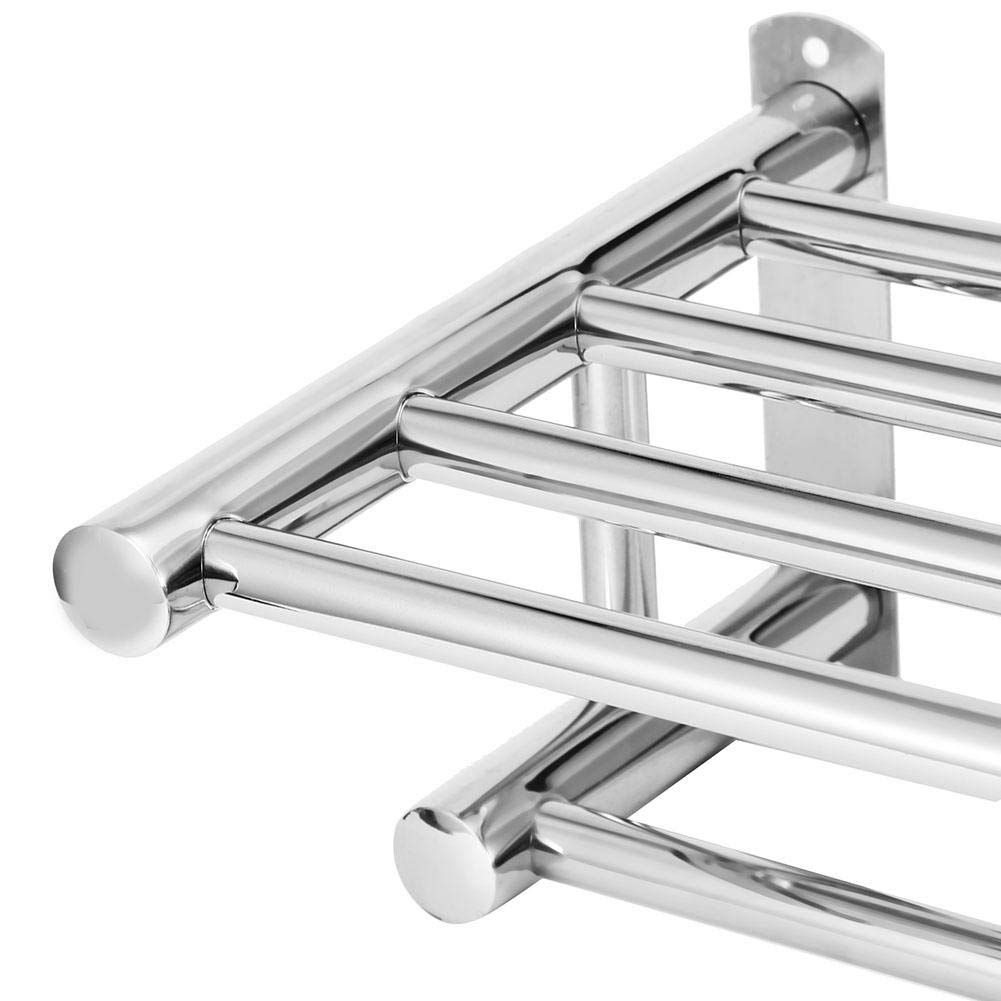 Wall Mounted Double Towel Rack & Shelf for Bathroom Storage - Space Saving Organizer