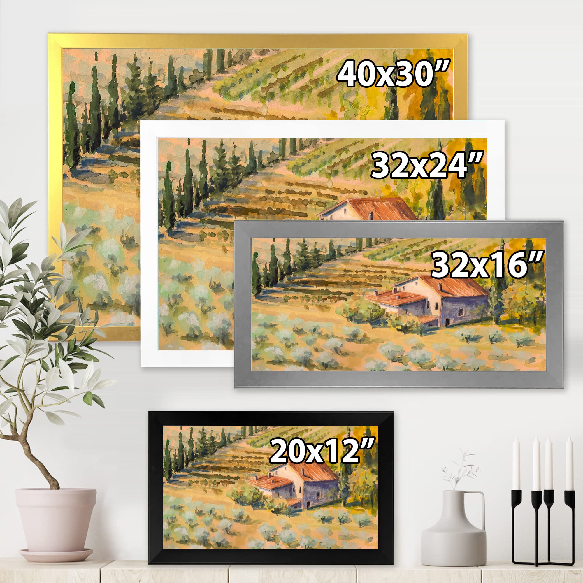 DesignQ Little Farm Countryside Framed Wall Art - Rustic Farmhouse Decor for Living Room, Bedroom & Kitchen