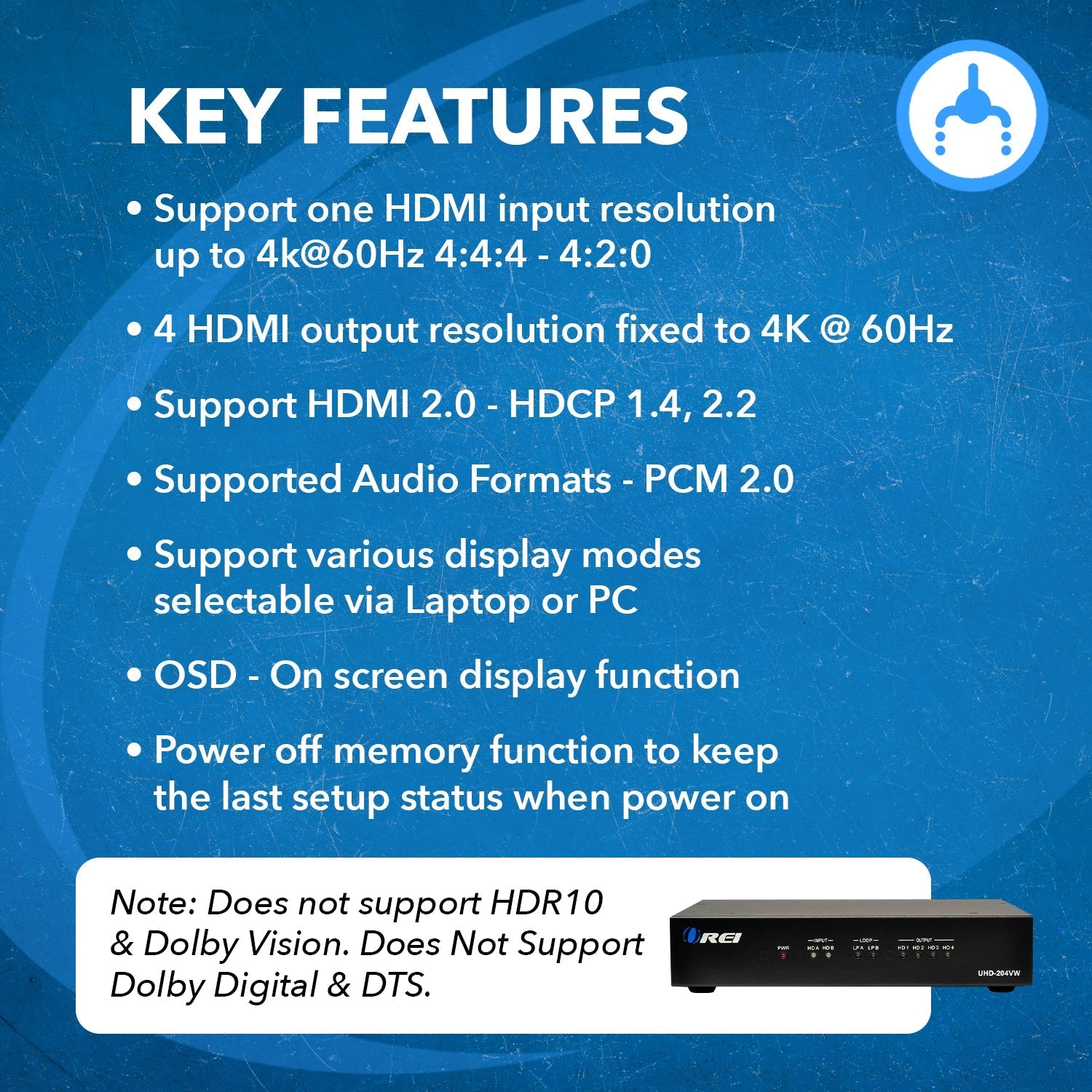 2x4 Video Wall Controller with 180° Rotation - UHD 204VW for Digital Signage, Control Rooms & Conference Rooms
