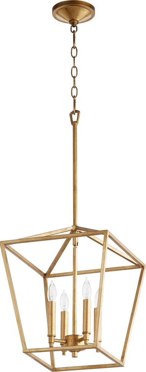 13W Gabriel 4-Light Gold Leaf Chandelier for Entryway, Foyer & Hallway - Elegant Lighting Fixture for Home Decor