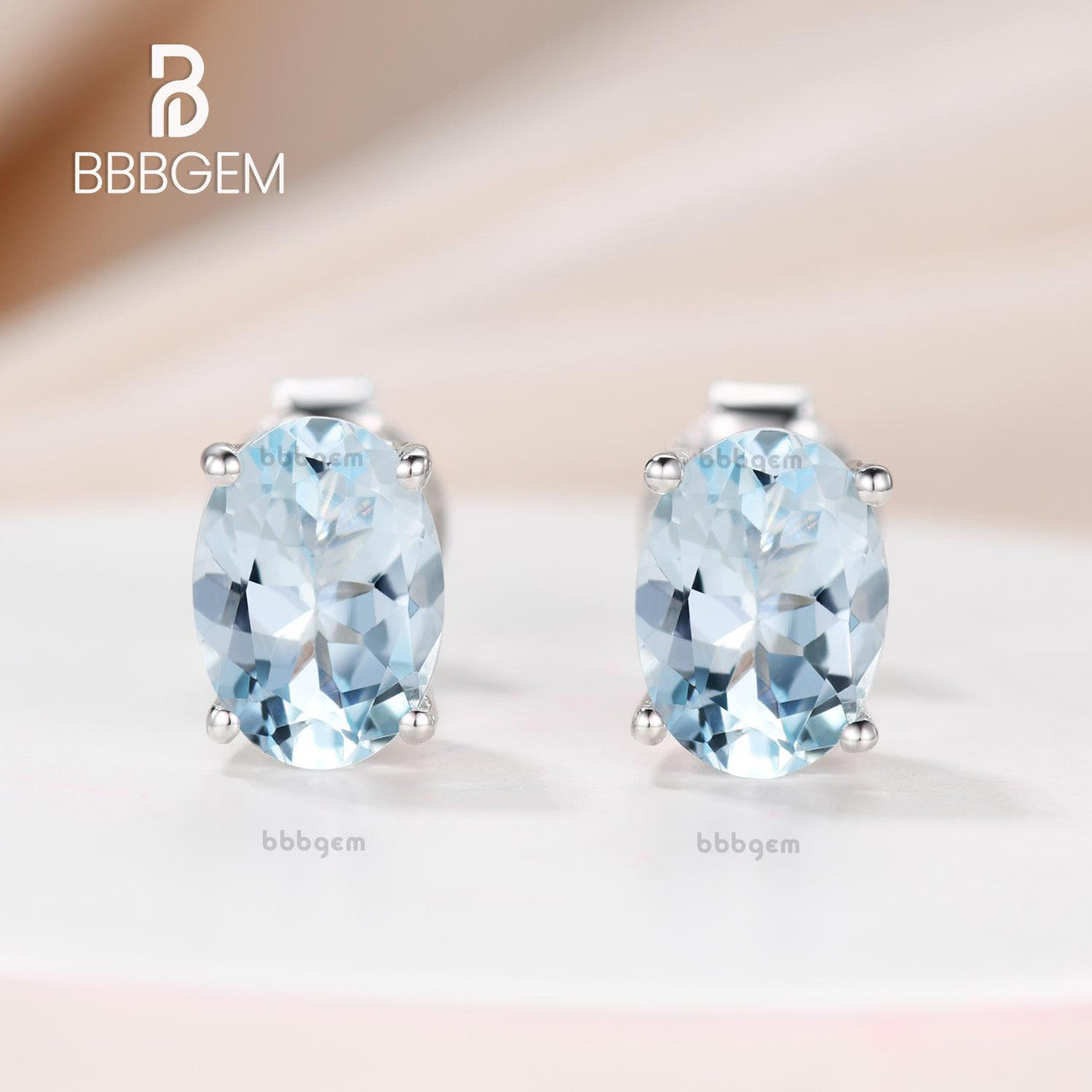 1.30 Carat Oval Cut Aquamarine Stud Earrings in Sterling Silver - March Birthstone Jewelry for Women - Perfect for Weddings, Anniversaries & Everyday Wear