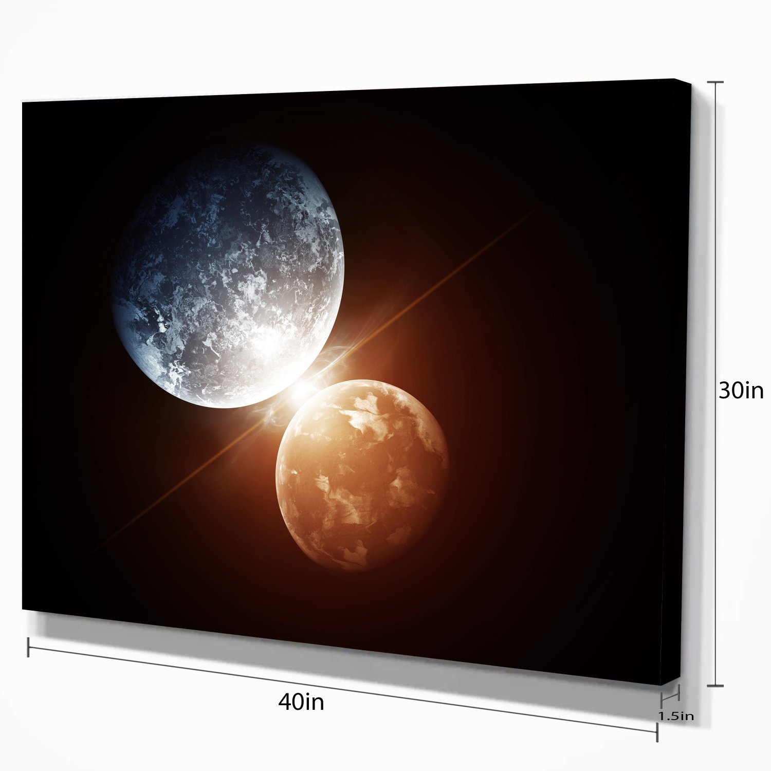 Kiss Between Two Planets - Stunning Space Canvas Art Print for Home & Office Decor | Astronomy Lover Gift | Living Room, Bedroom Wall Art