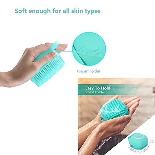 PURE SOUL 2-Pack Silicone Bath Brush Set with Shampoo Dispenser & Back Scrubber - Ultra Soft Exfoliating Body Brush for Deep Cleaning & Gentle Massage - Perfect for Kids, Men & Women - Ideal for Shower, Spa & Daily Skincare Routine